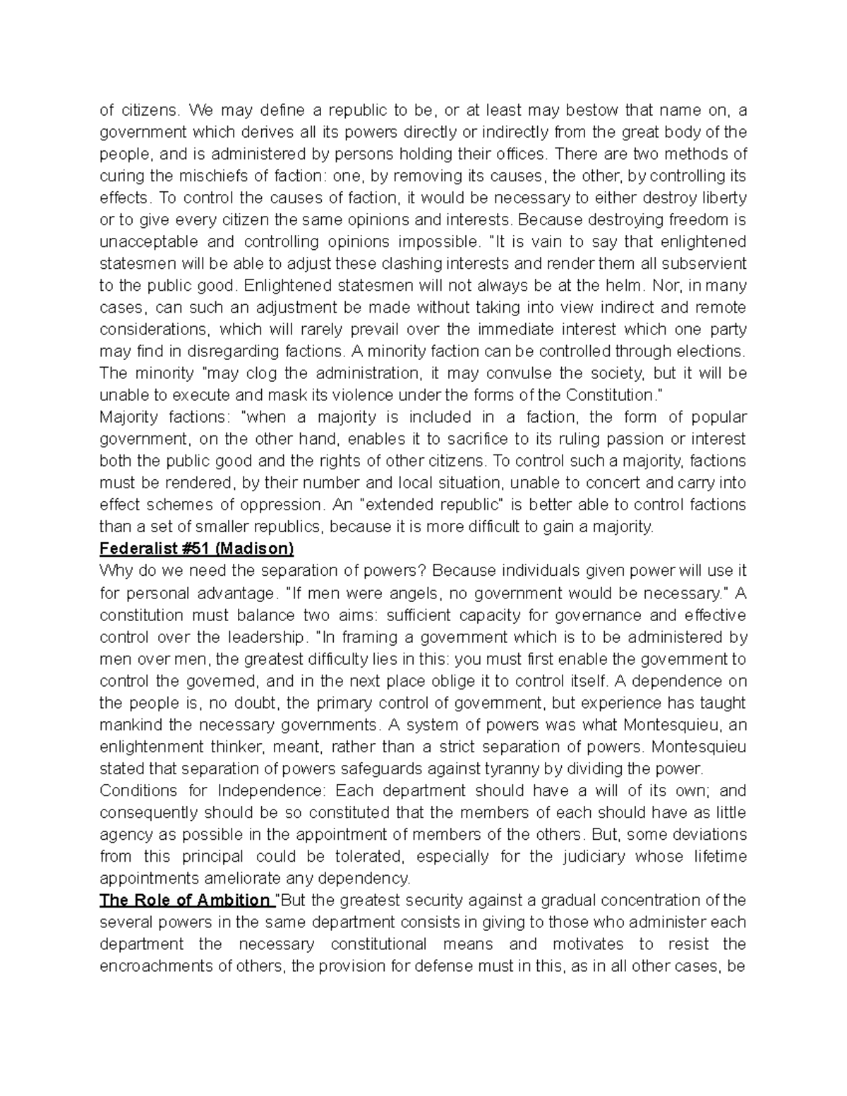 Notes copy 3 - of citizens. We may define a republic to be, or at least ...