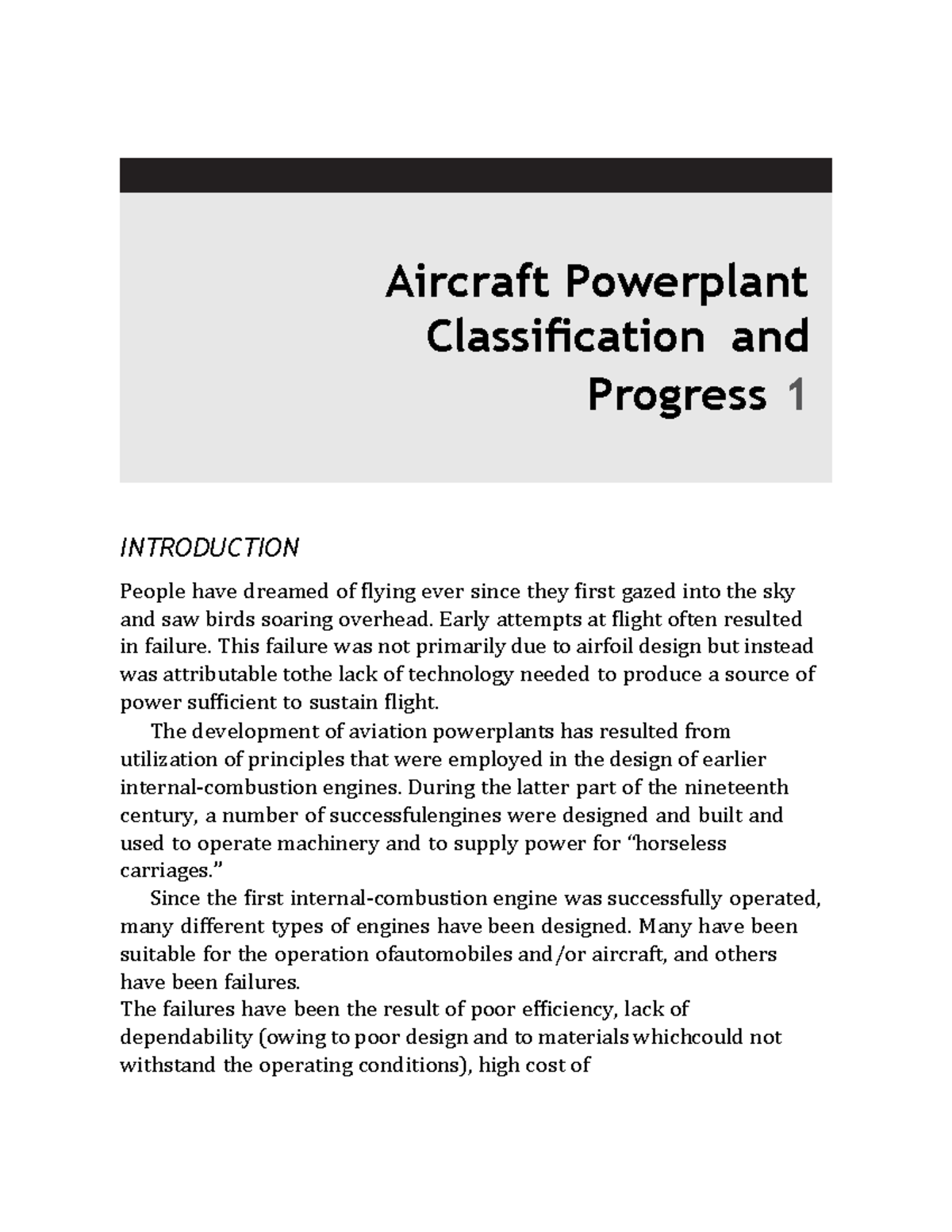 Notes I Aircraft Powerplant Classification and Progress 1