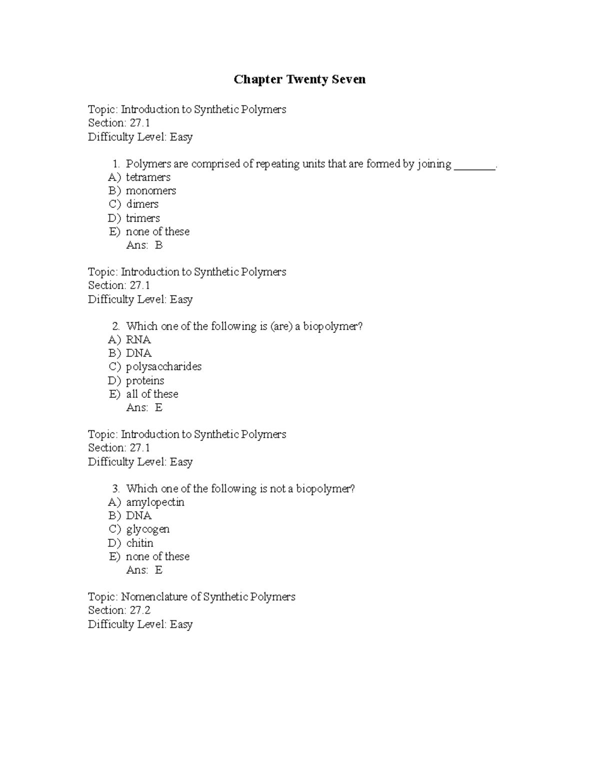 Ch27 - ejercicios - Chapter Twenty Seven Topic: Introduction to ...
