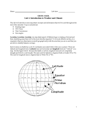 Earth Sun Geometry Lab 2 - Earth- Sun Geometry Earth-Sun Relationships ...