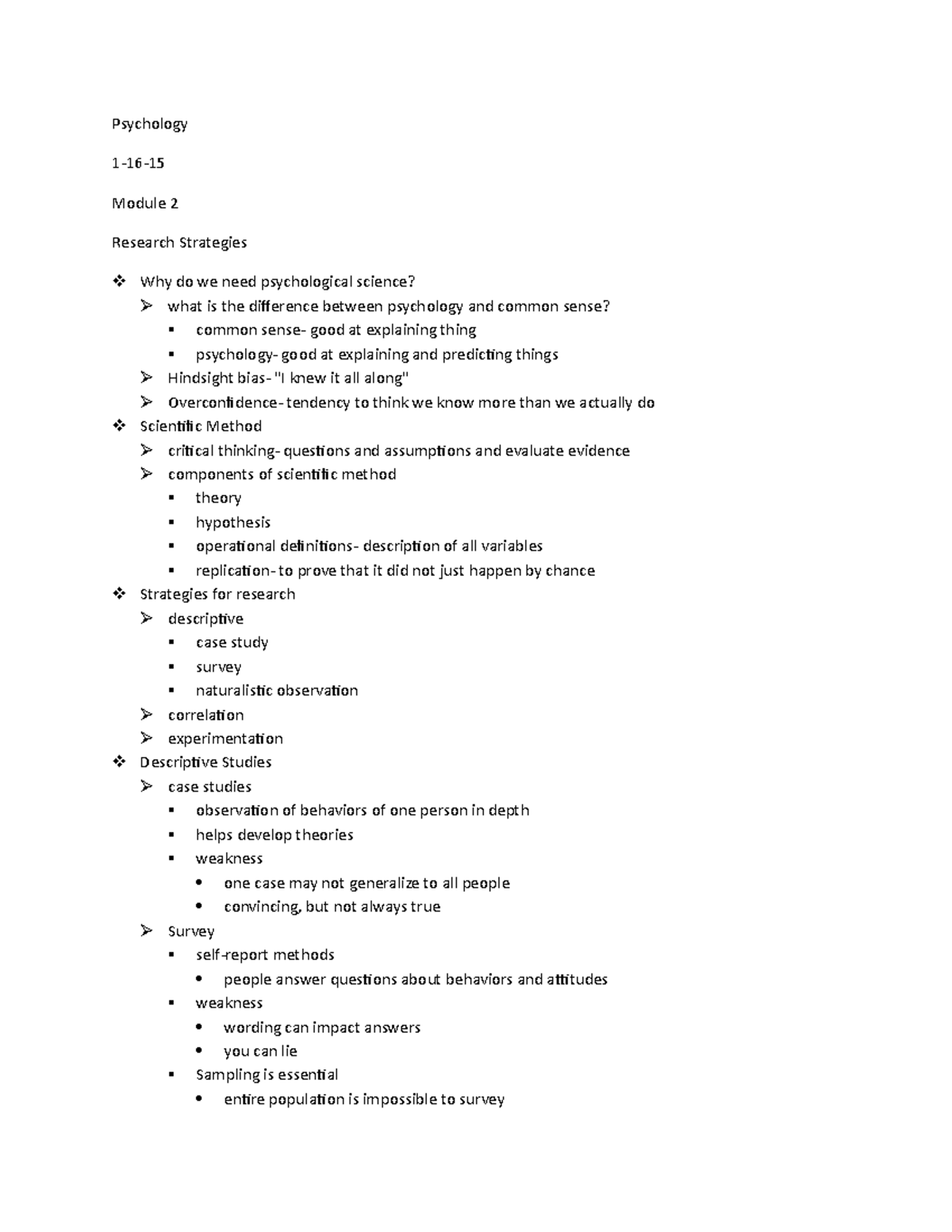 Module 2 - Psychology 1-16- Module 2 Research Strategies Why do we need ...