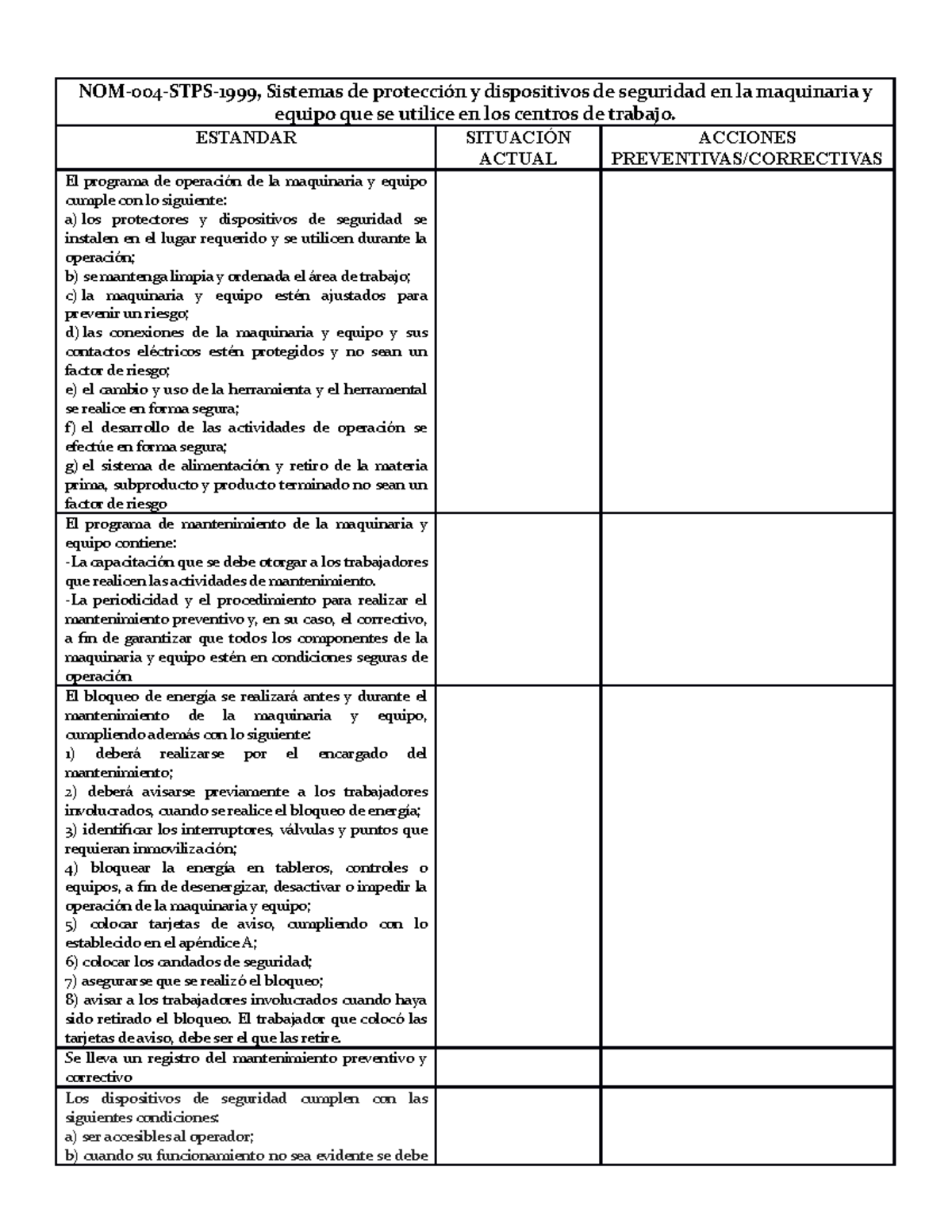 NOM 004 STPS 1999 - Resumen Para Inspección De La NOM-004-STPS-1999 ...