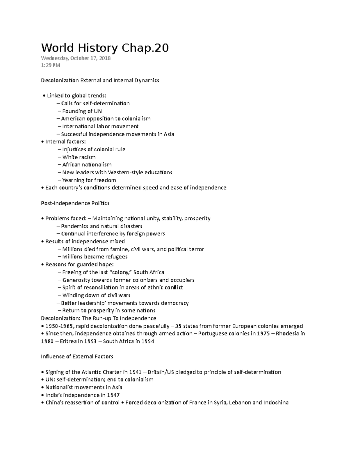 World History Chap Lecture notes 20 World History Chap Wednesday, October 17, 2018 129 PM