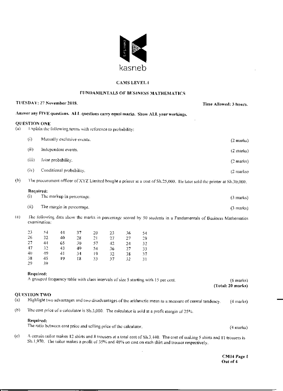 Past papers for rerevision Bachelors of business management Studocu