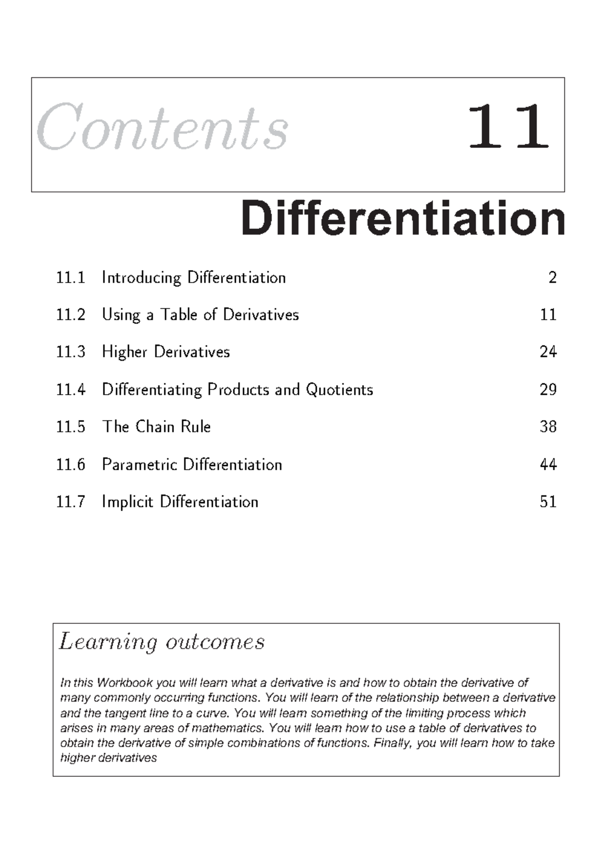 Intro diffrntiatn - ContentsContents 1111 Differentiation ####### 11 ...