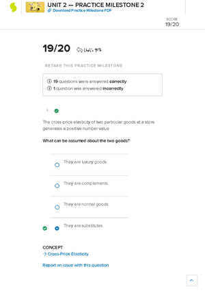 Microeconomics Milestone 2 - 1 24 / 27 That's 89% RETAKE 24 Questions ...