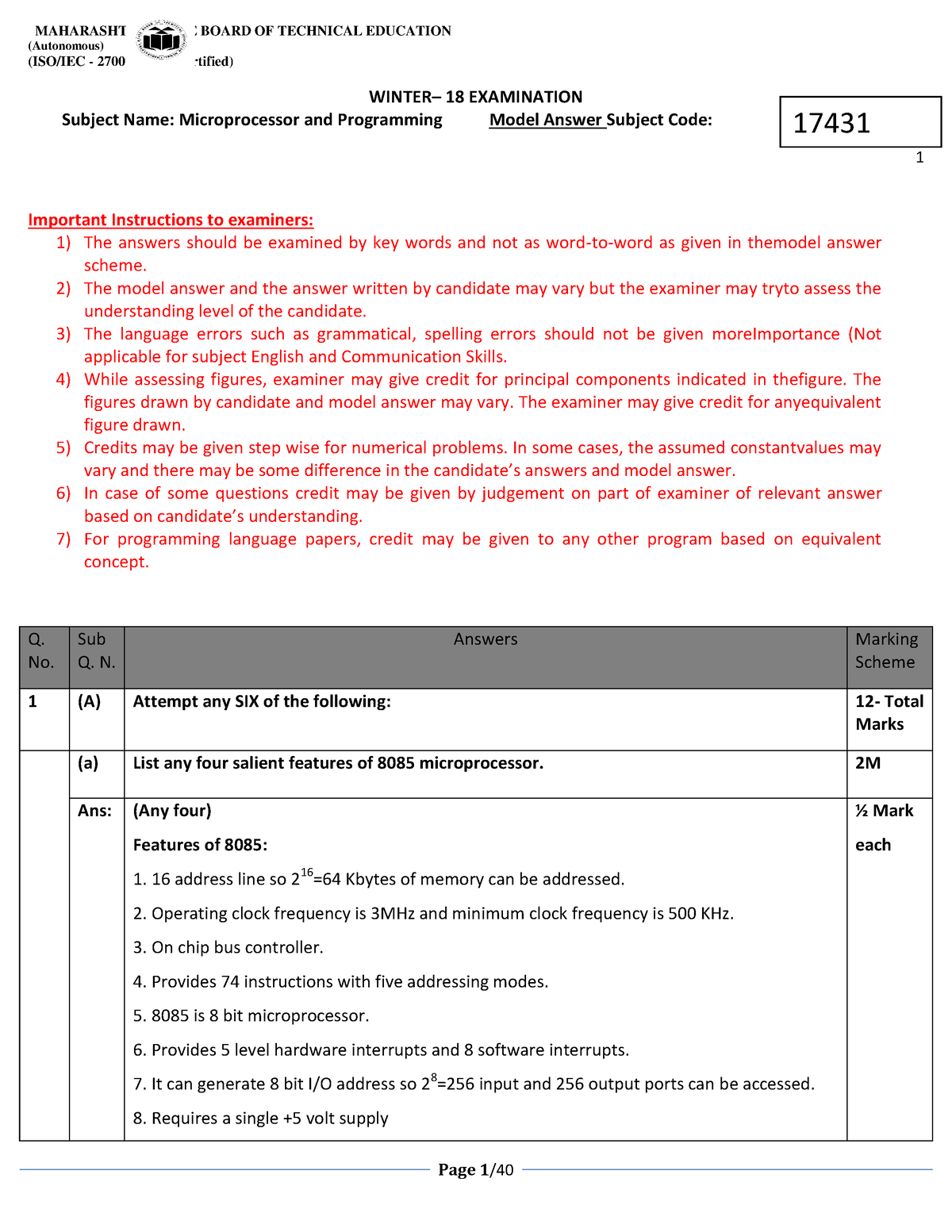 17431 2018 Winter Model Answer Paper - (Autonomous) (ISO/IEC - 27001 ...