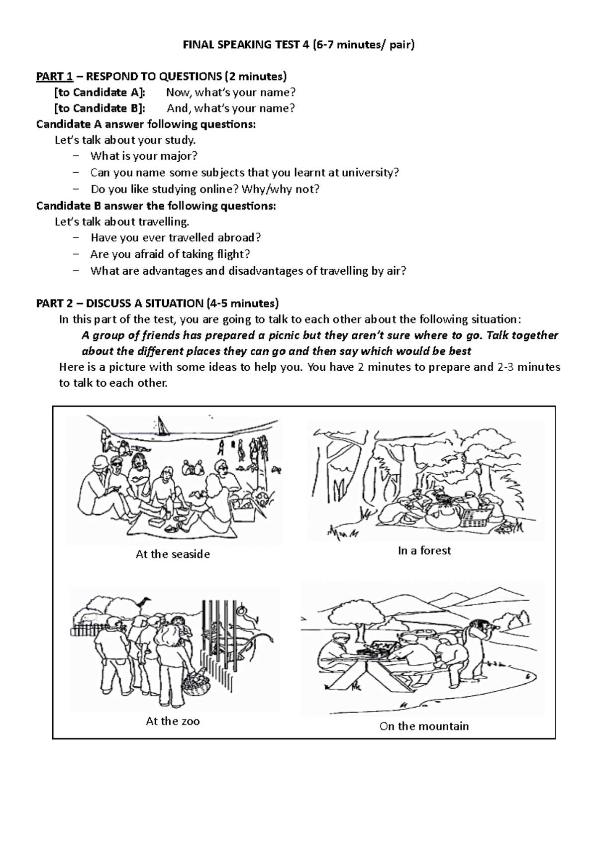 Final Speaking Test 4 C2 Final Speaking Test 4 6 7 Minutes Pair Part 1 Respond To 6326