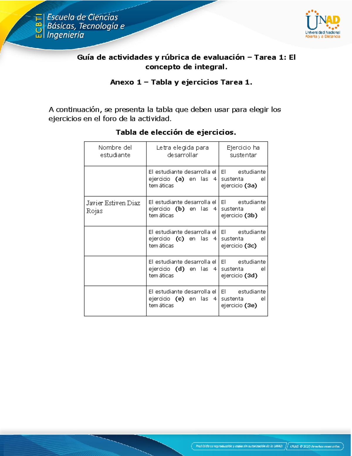 Anexo 1 Tabla Y Ejercicios Tarea 1 Guía De Actividades Y Rúbrica De Evaluación Tarea 1 El 8184