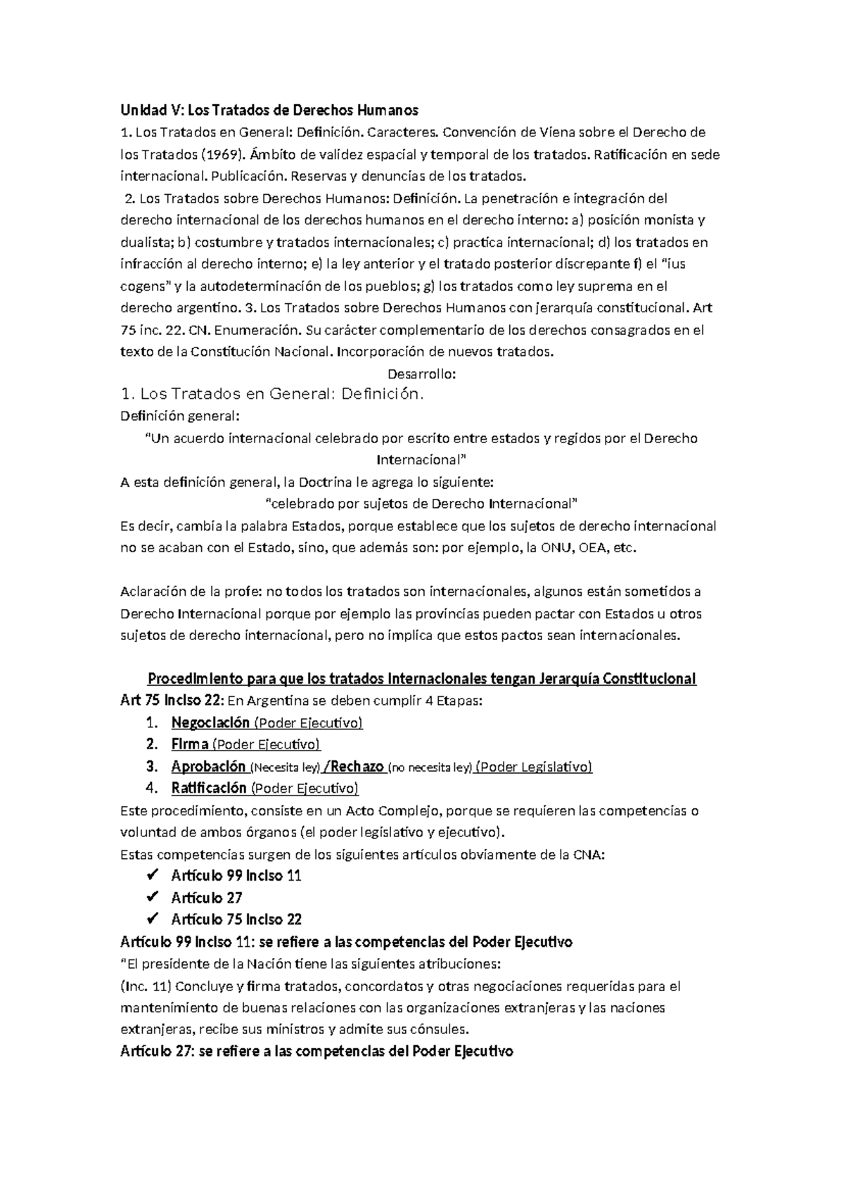 Unidad 5 de derecho constitucional - Unidad V: Los Tratados de Derechos ...