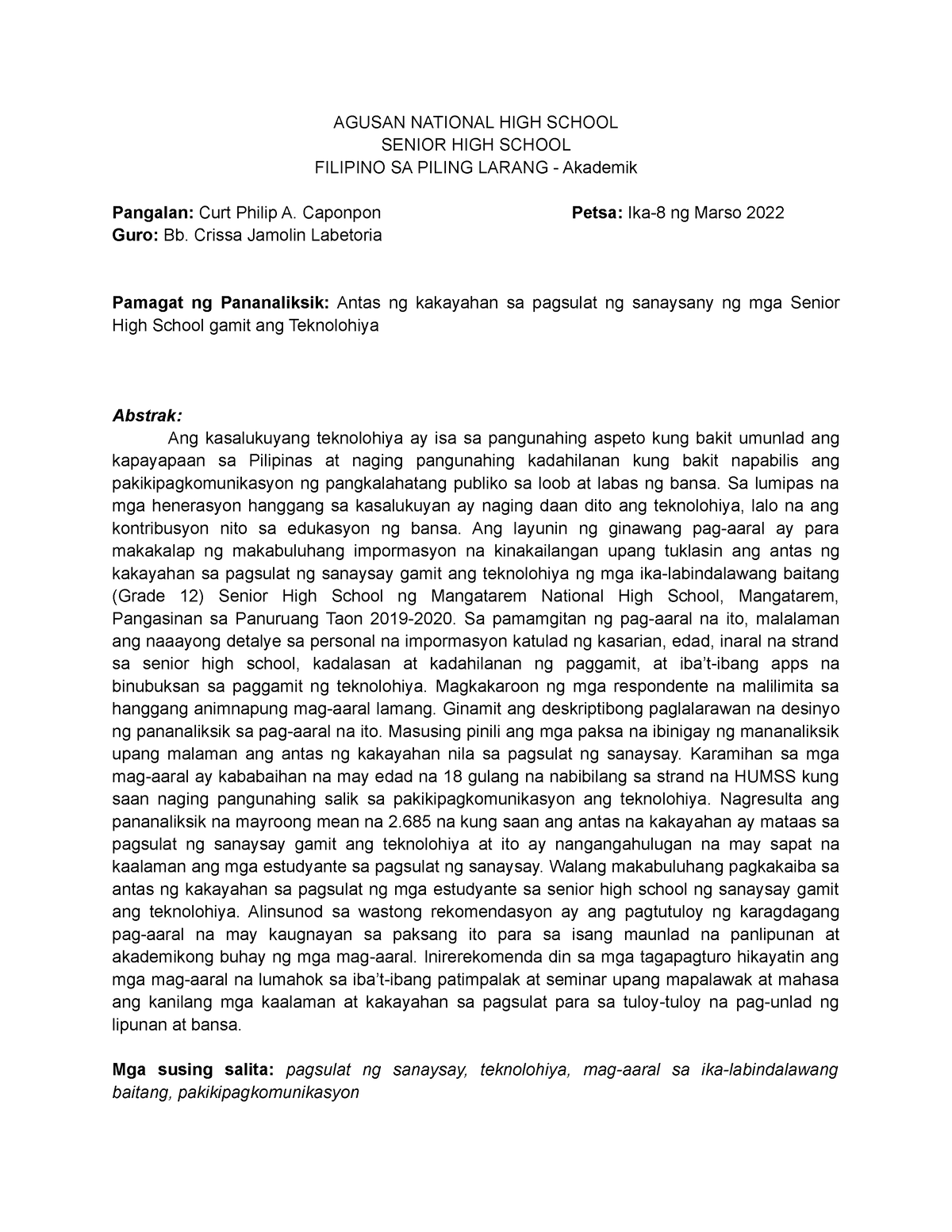 abstract meaning in research tagalog