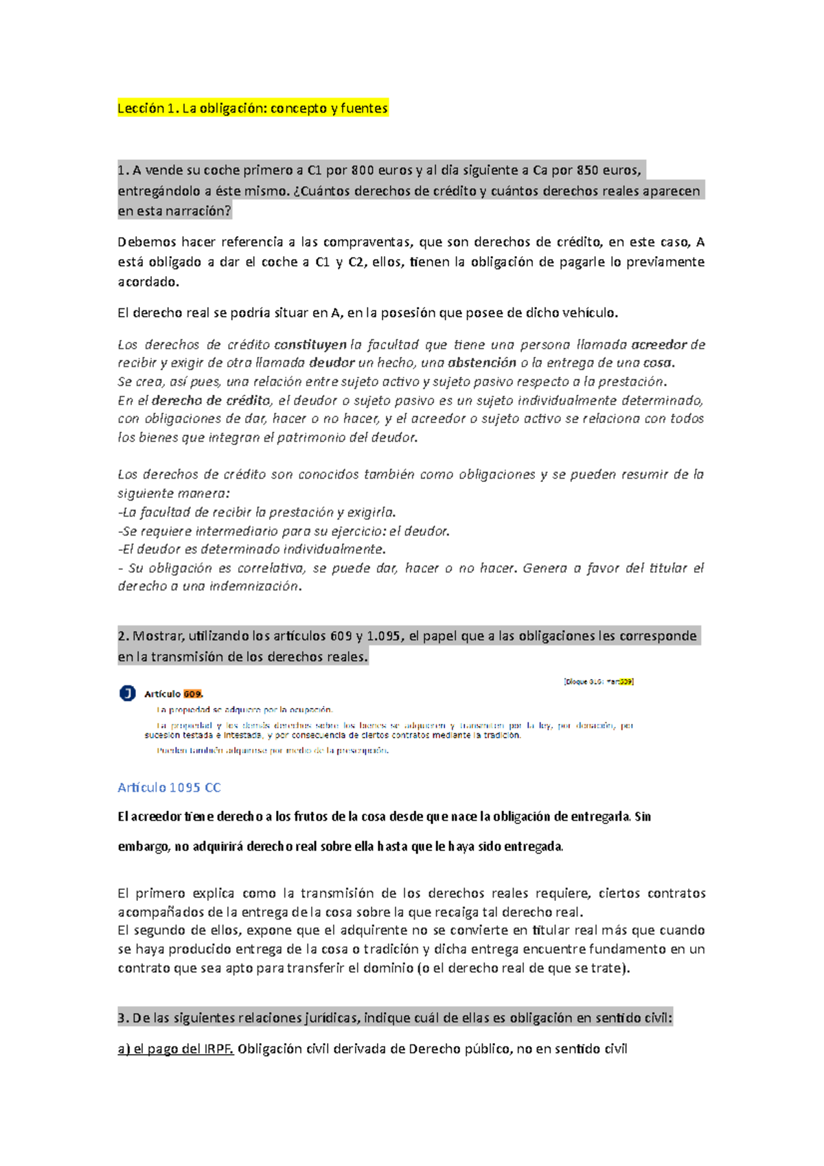 Práctica Lección 1 Derecho Civil Obligaciones Contratos - Lección 1. La ...