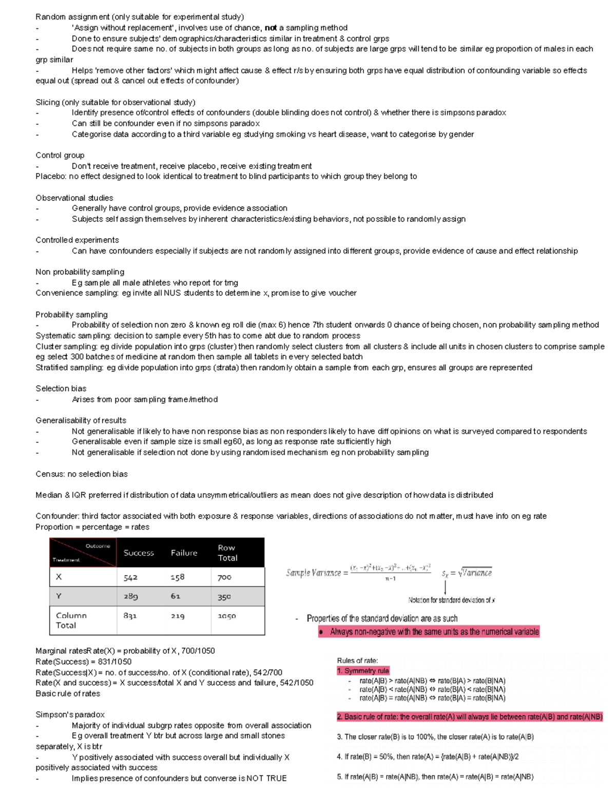 GEA cheatsheet - notes - Random assignment (only suitable for ...