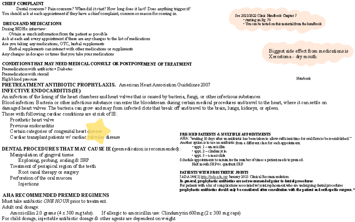 Medical And Dental Histories CHIEF COMPLAINT Dental concerns? Pain concerns? When did it start