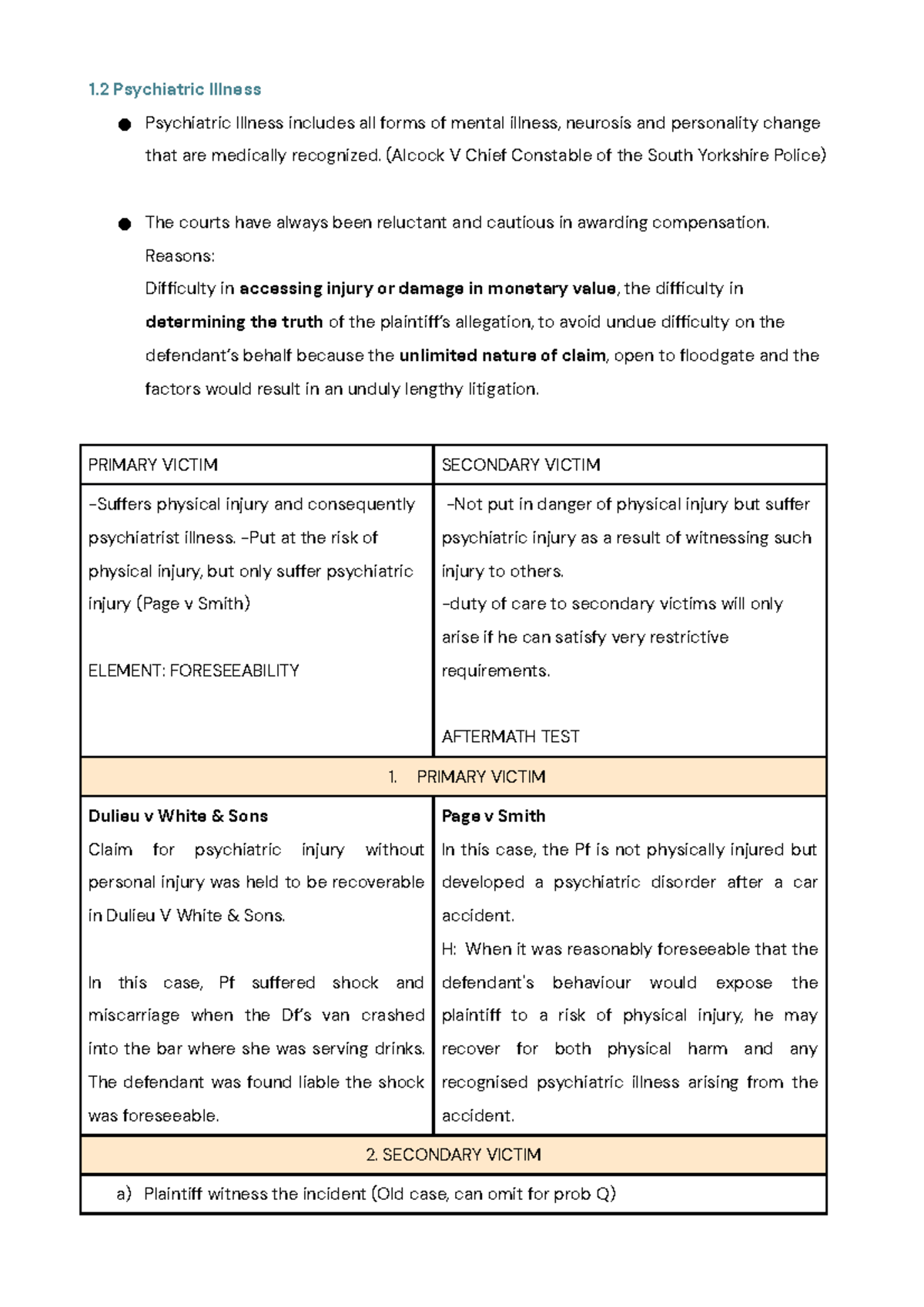 1.2 Psychiatric - 1 Psychiatric Illness Psychiatric Illness Includes ...