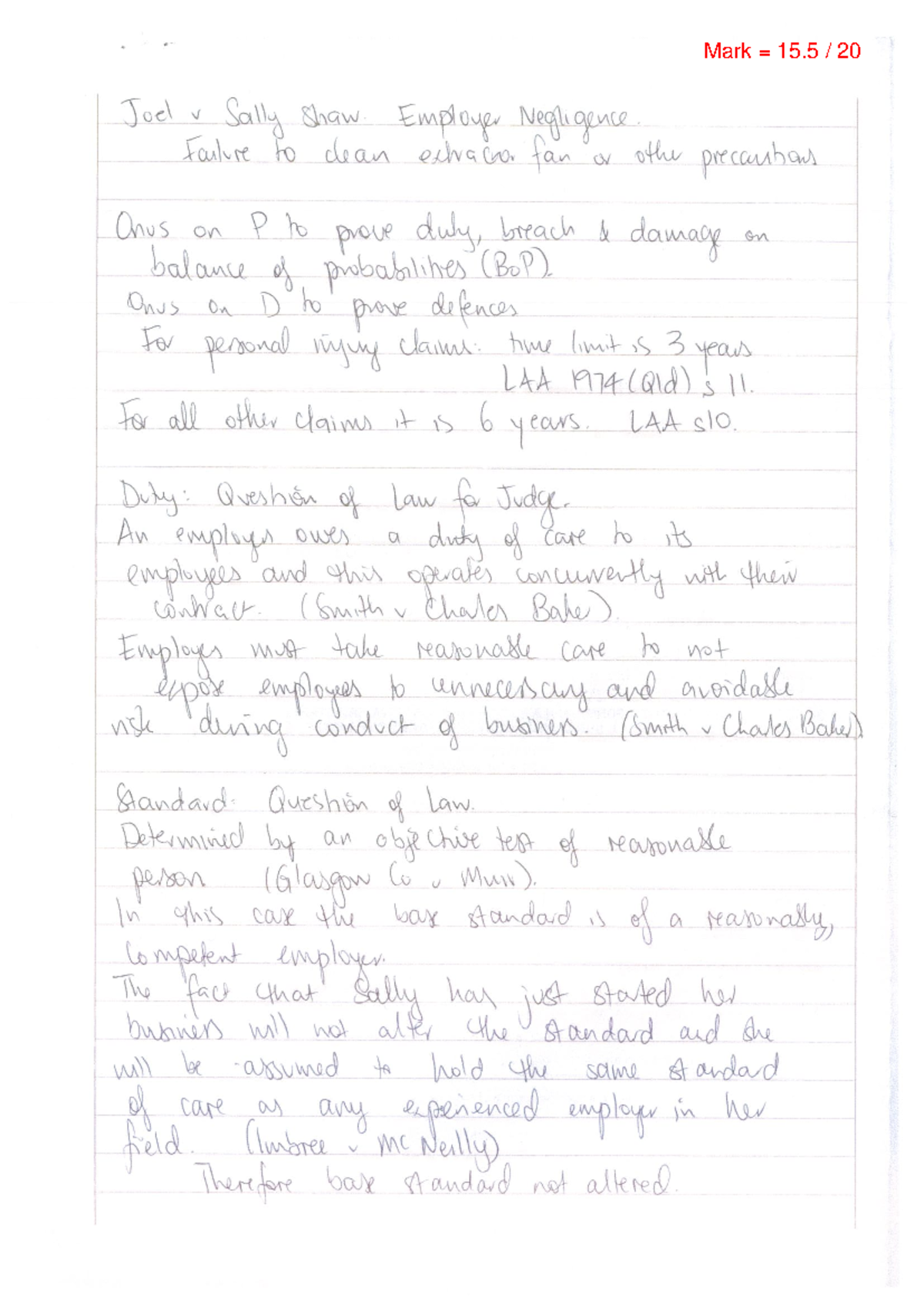 Example Answer 2 for Example Question 2 - LLB102 - Studocu