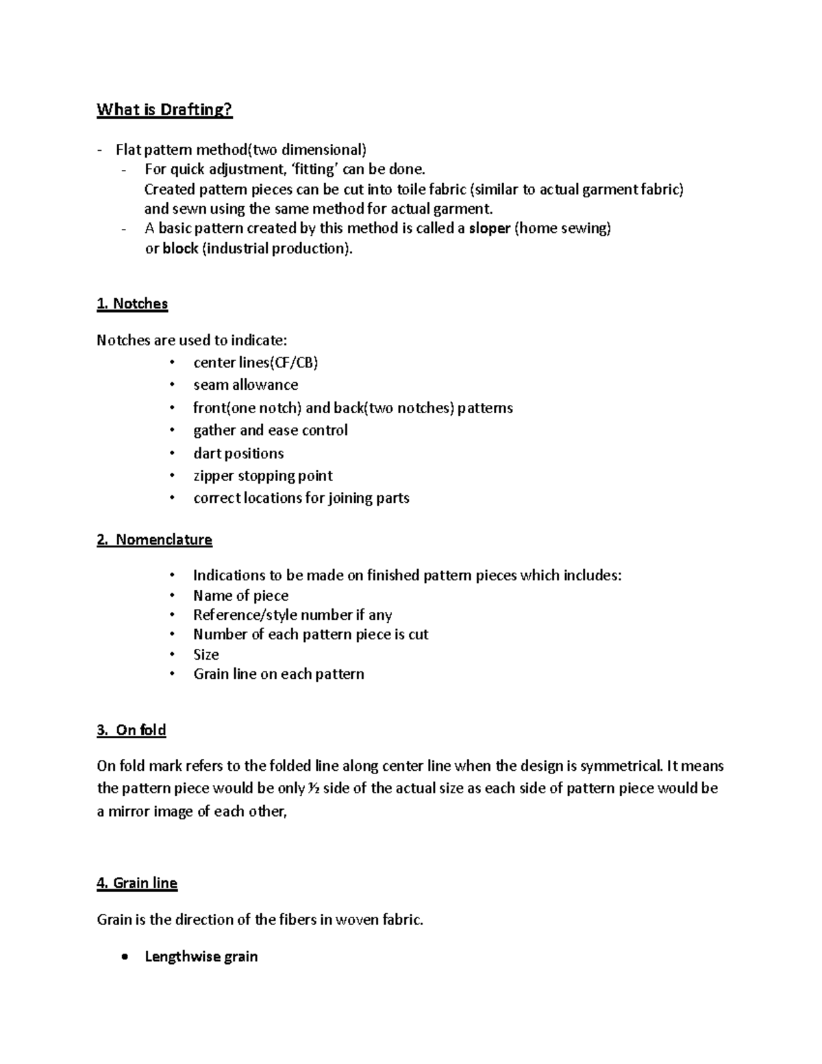 Basic Terms for Drafting - What is Drafting? Flat pattern method(two ...