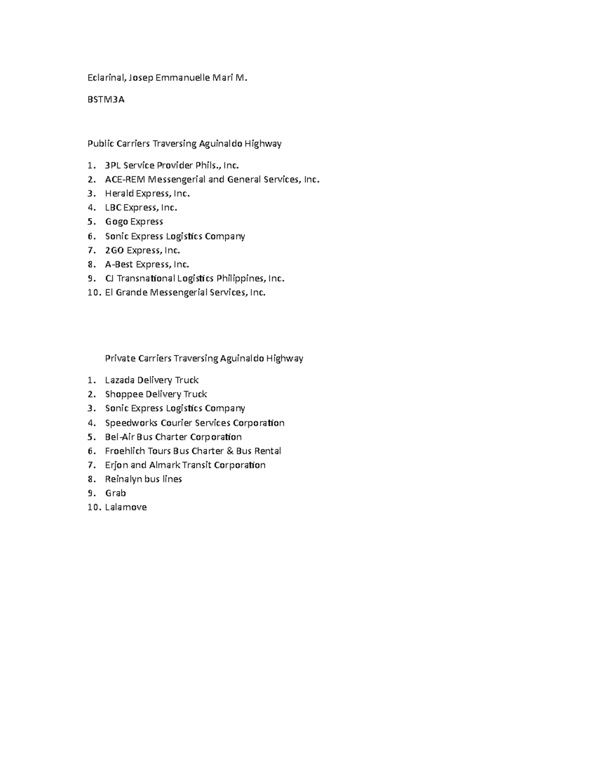 Eclarinal Alternative Midterm 1 - Eclarinal, Josep Emmanuelle Mari M ...