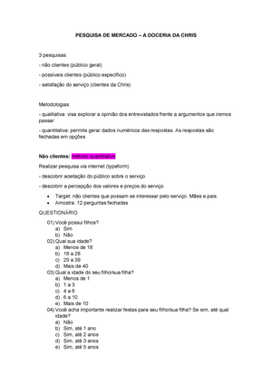 Prova Pr Tica Pesquisa De Mercado Lista De Exerc Cios Pesquisa De Mercado Numa Pesquisa De