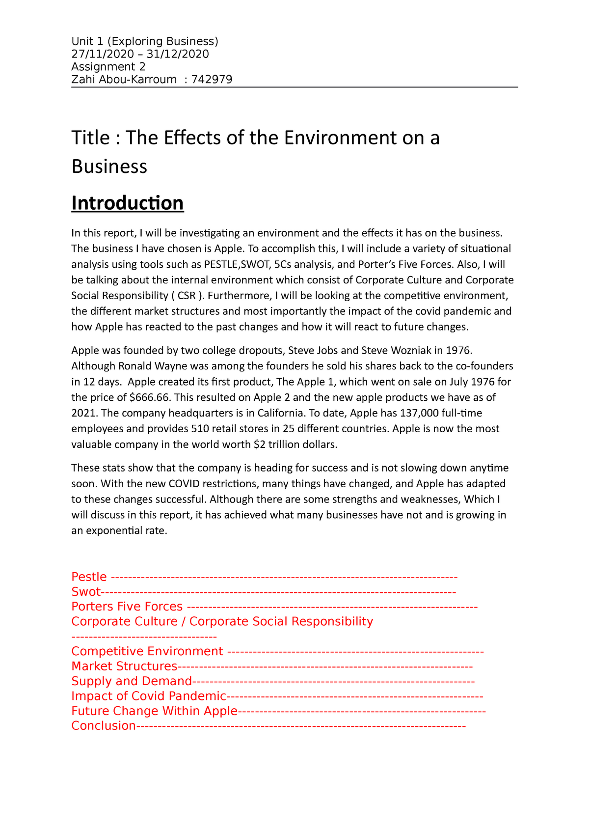 types of business assignment