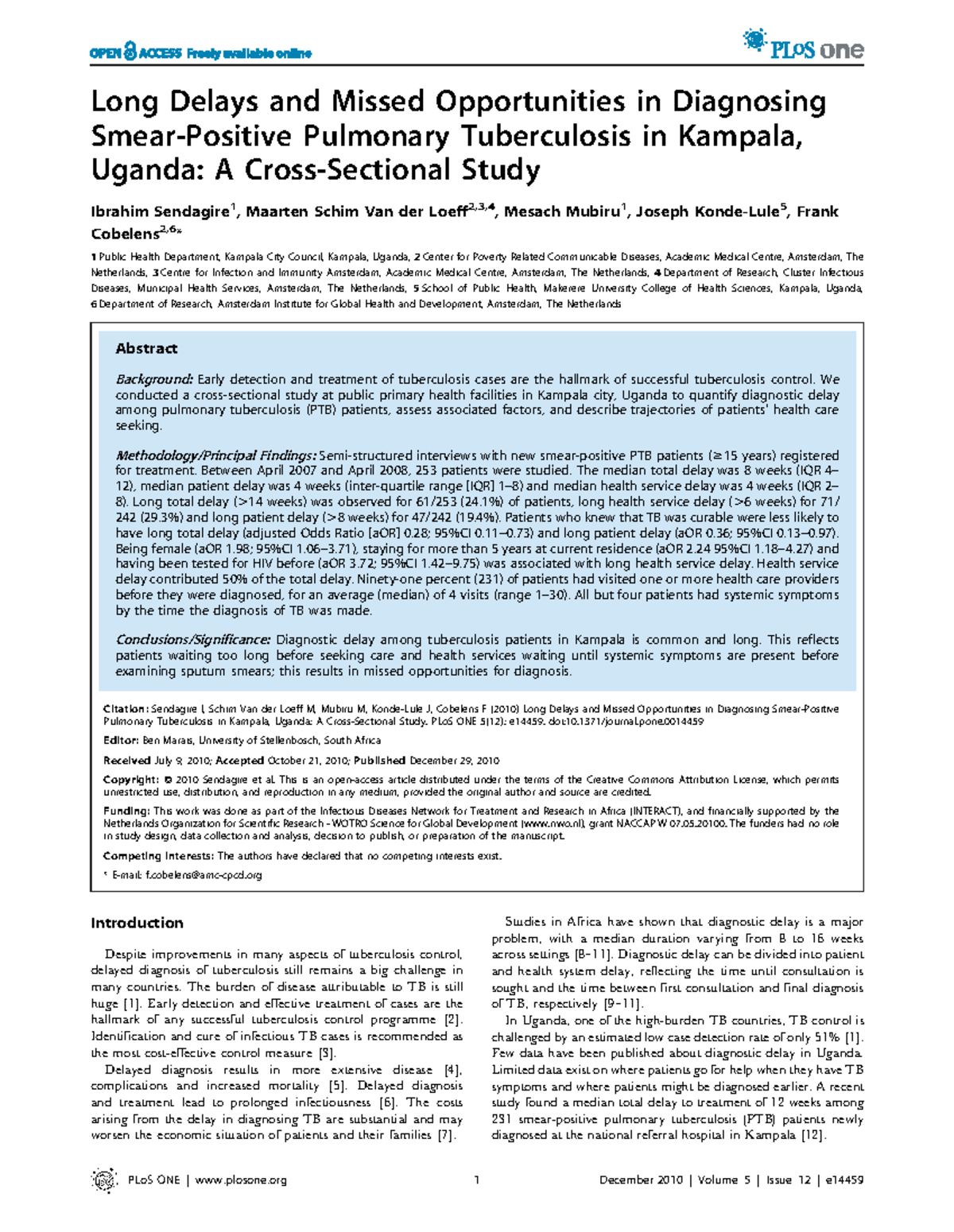 Factors contributing to TB Diagnostic Delay - Long Delays and Missed ...