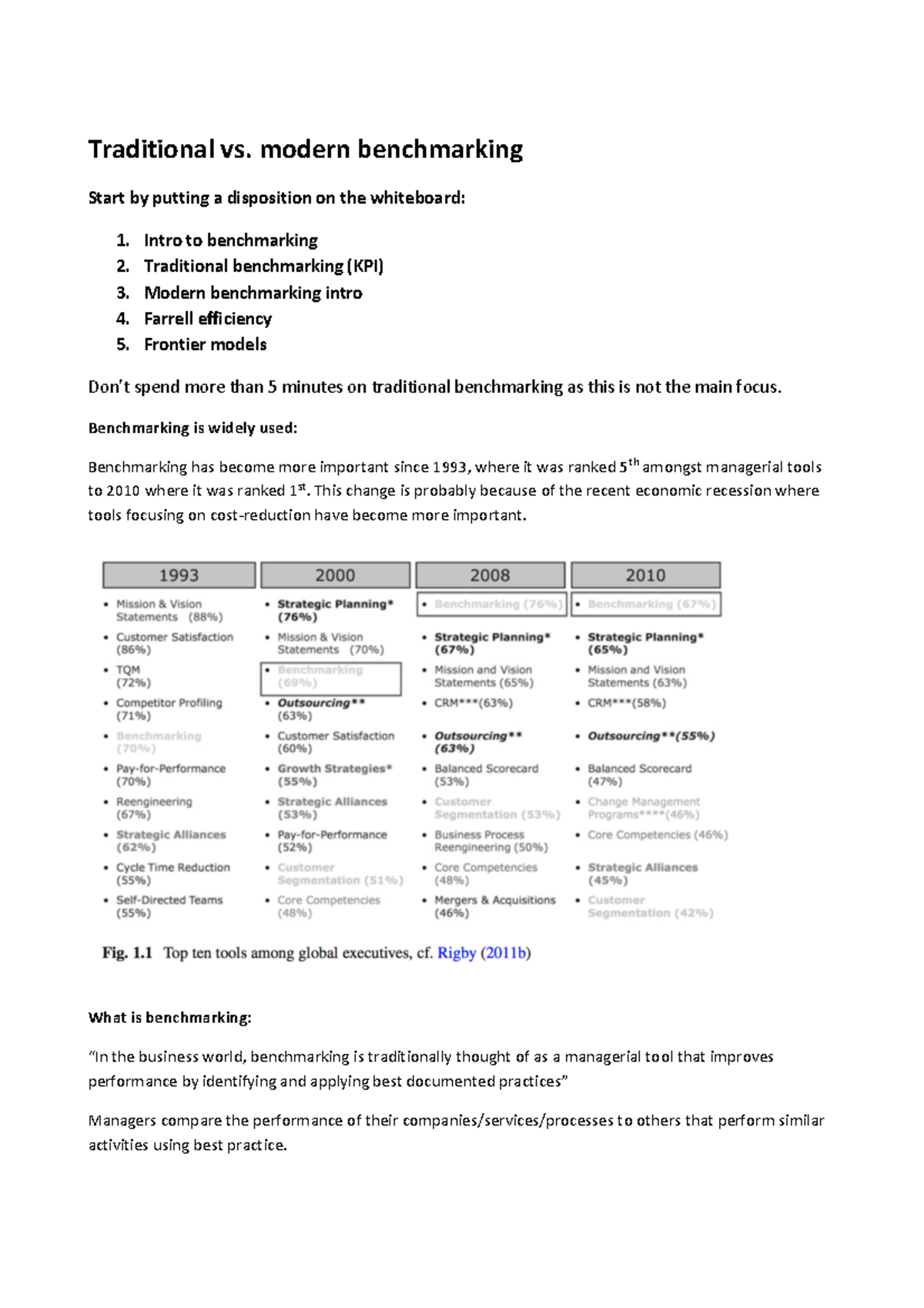 Traditional vs modern benchmarking - exam question 1 - Kvalitative ...