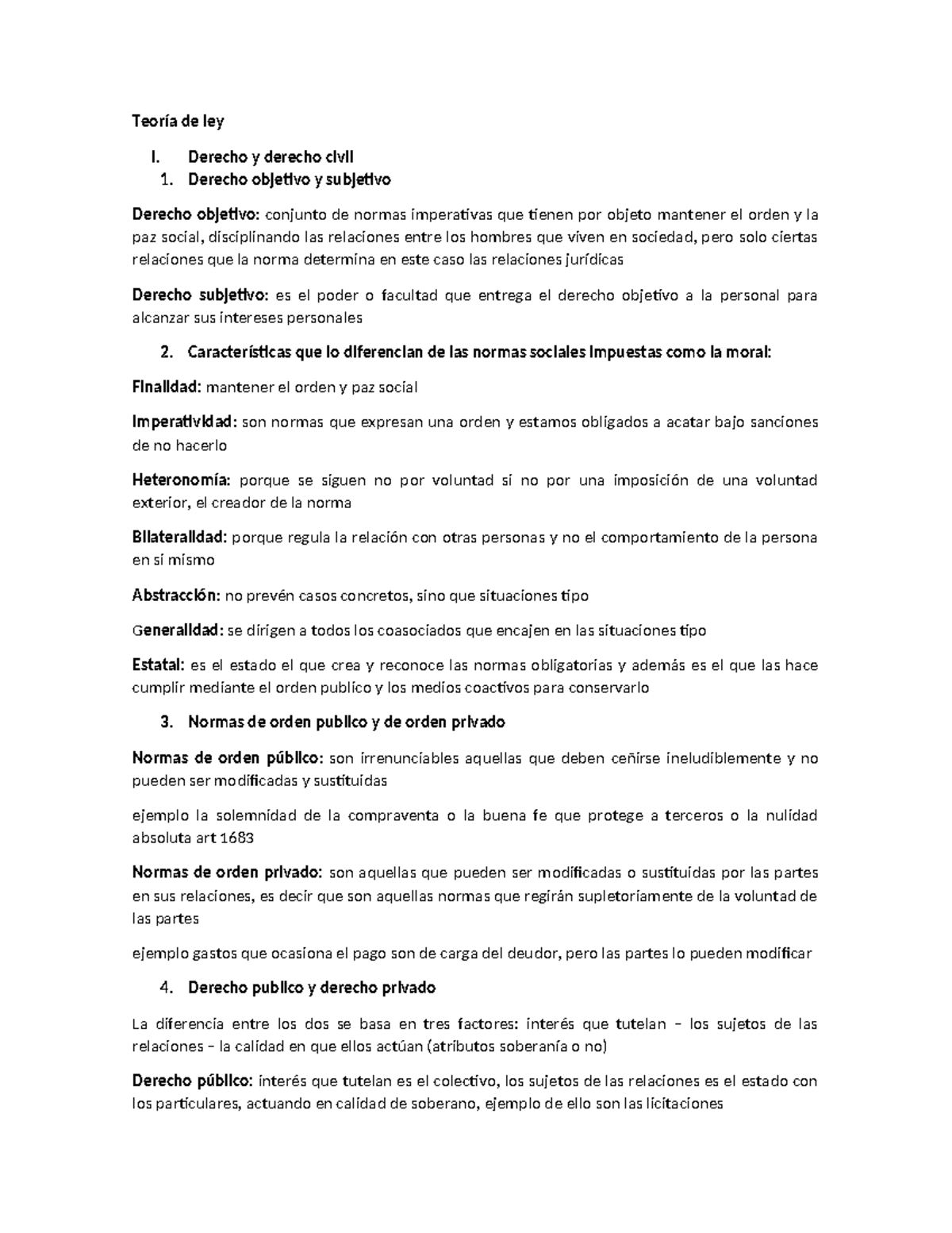 Teoría de ley resumen - Teoría de ley I. Derecho y derecho civil 1 ...