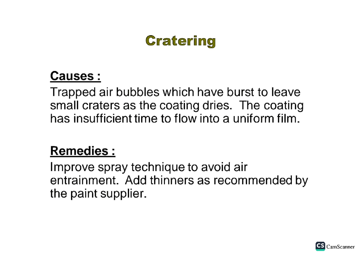 Pinting 3 Bubbling paint film defects Causes and Cure Studocu