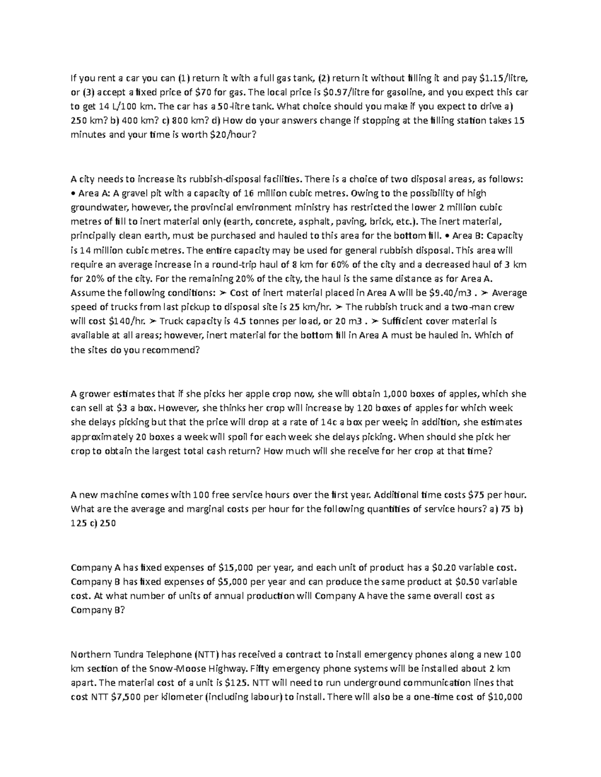 Question for chapter 1 If you rent a car you can (1) return it with a