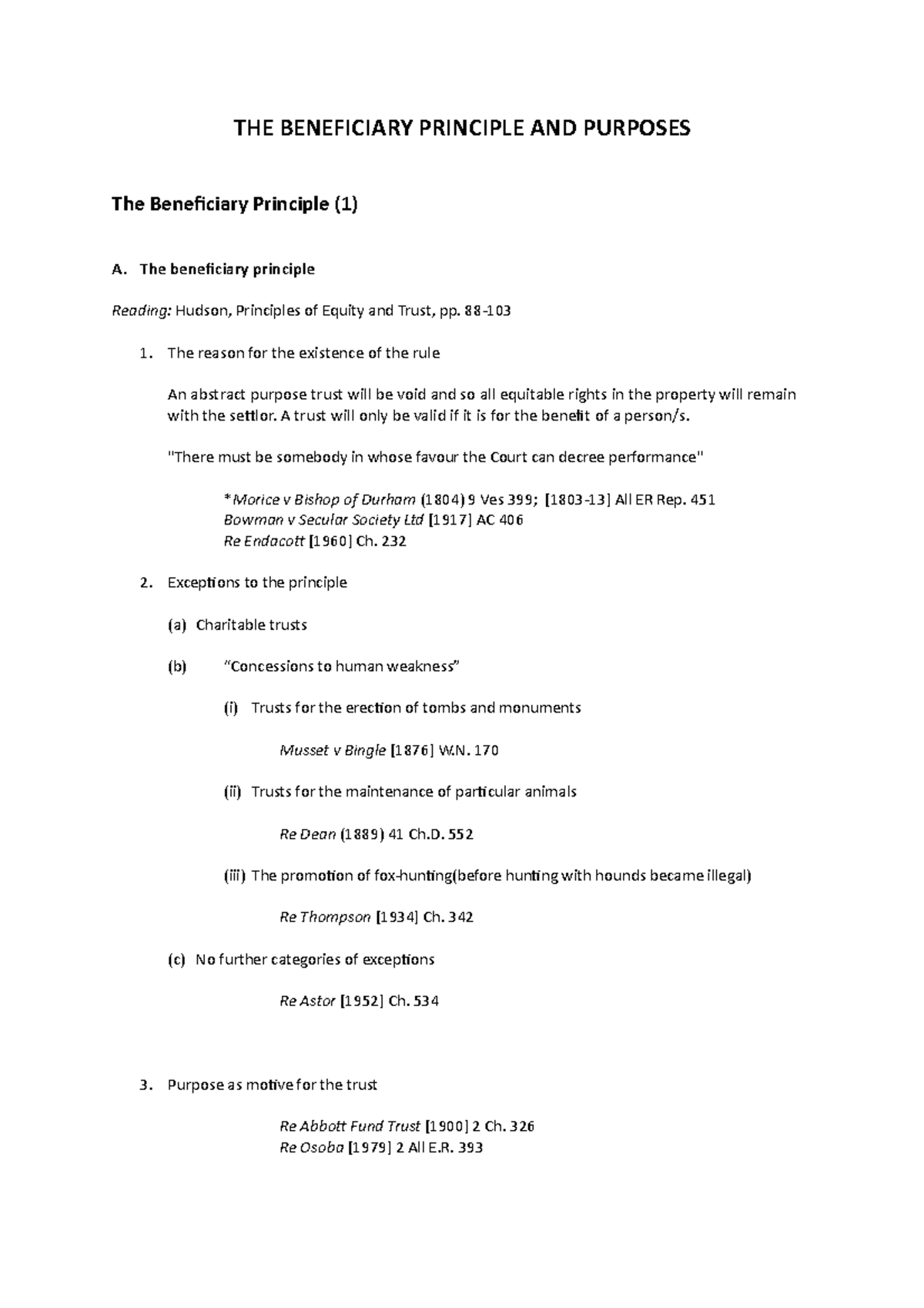 THE Beneficiary Principle AND Purposes - THE BENEFICIARY PRINCIPLE AND ...