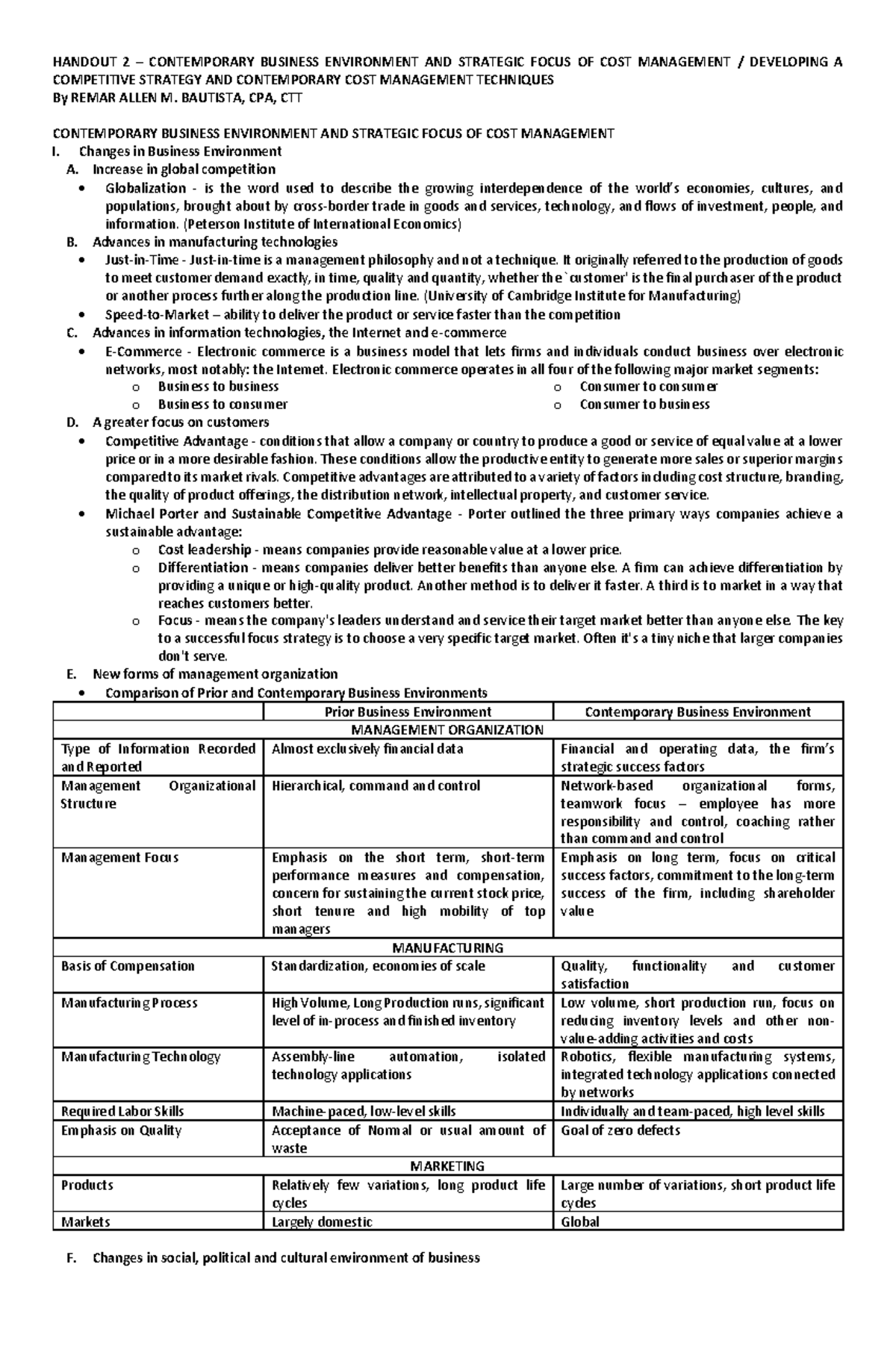 Strategic-Cost-Mangement-Chapter-3 and 4 - HANDOUT 2 – CONTEMPORARY ...