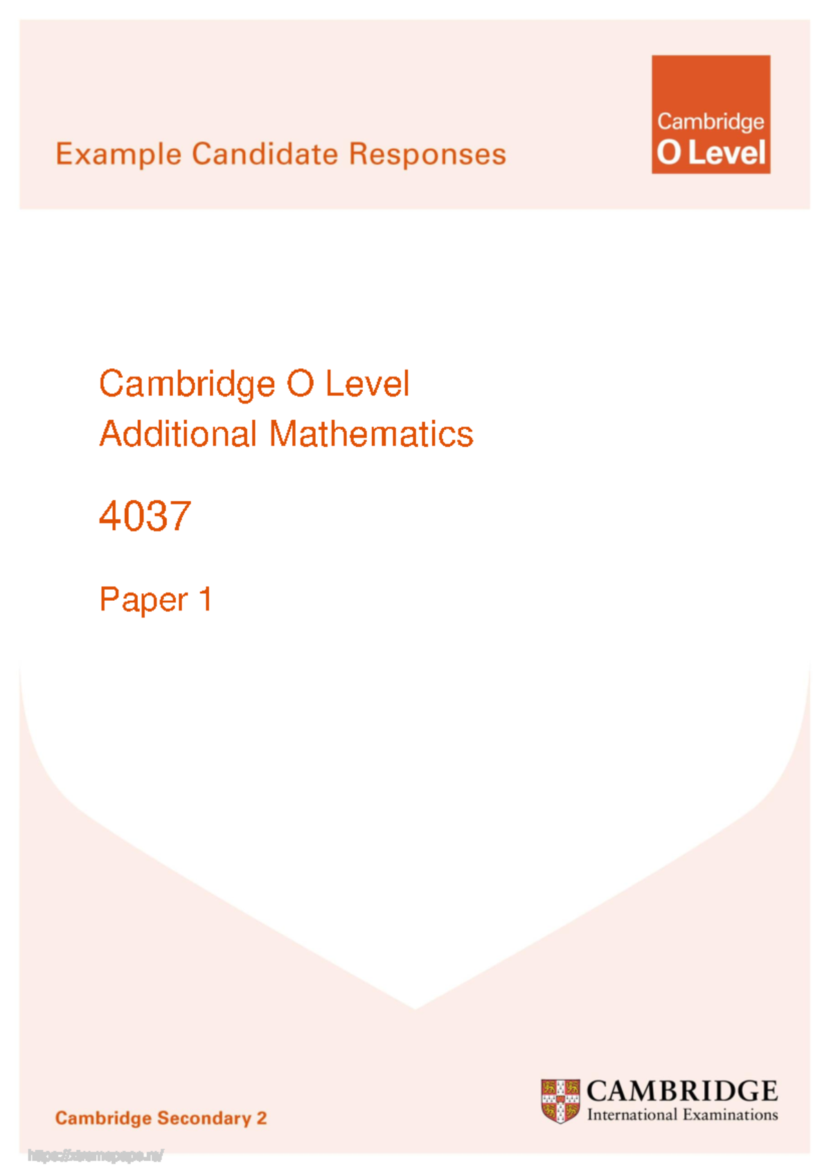4037 01 Additional Mathematics ECR v1 - Cambridge O Level Additional ...