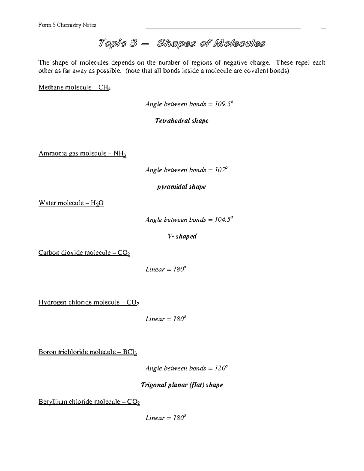 General Chemistry - The shape of molecules depends on the number of ...