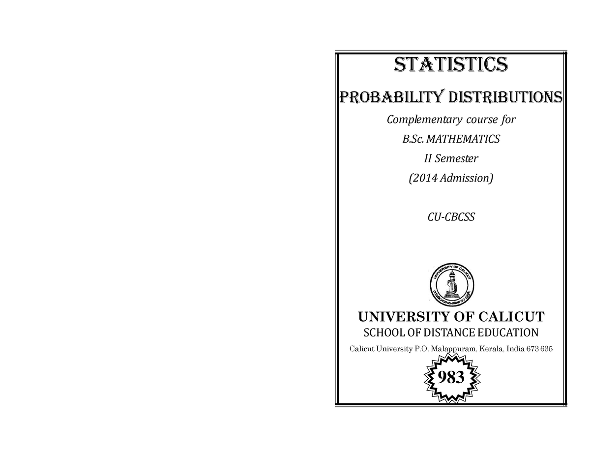 Probability Distribution - STATISTICS Probability DISTRIBUTIONS ...