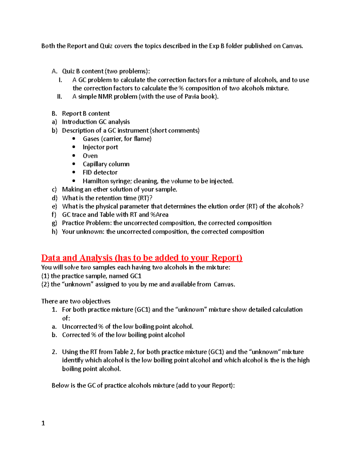 EXP B Guidelines For Report And Quiz - Both The Report And Quiz Covers ...