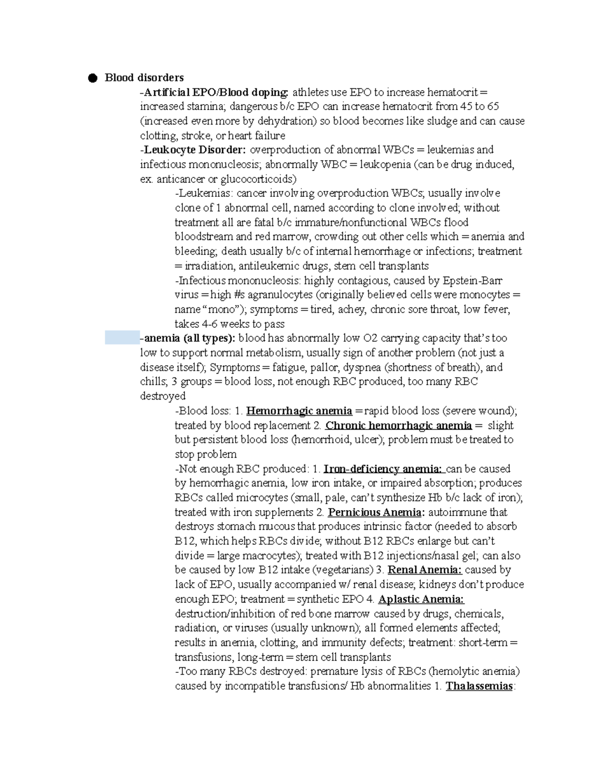 Exam 2 Study Guide Blood Disorders Artificial EPO Blood Doping