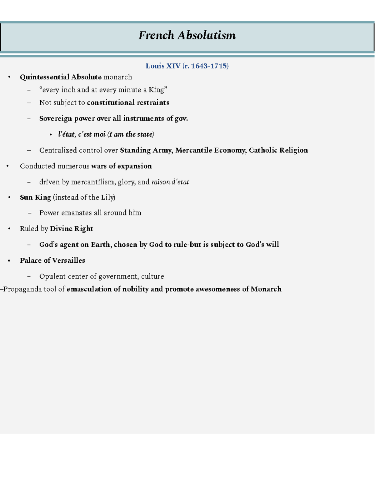 L'état, c'est moi – Absolutism and the State – Ed Methods