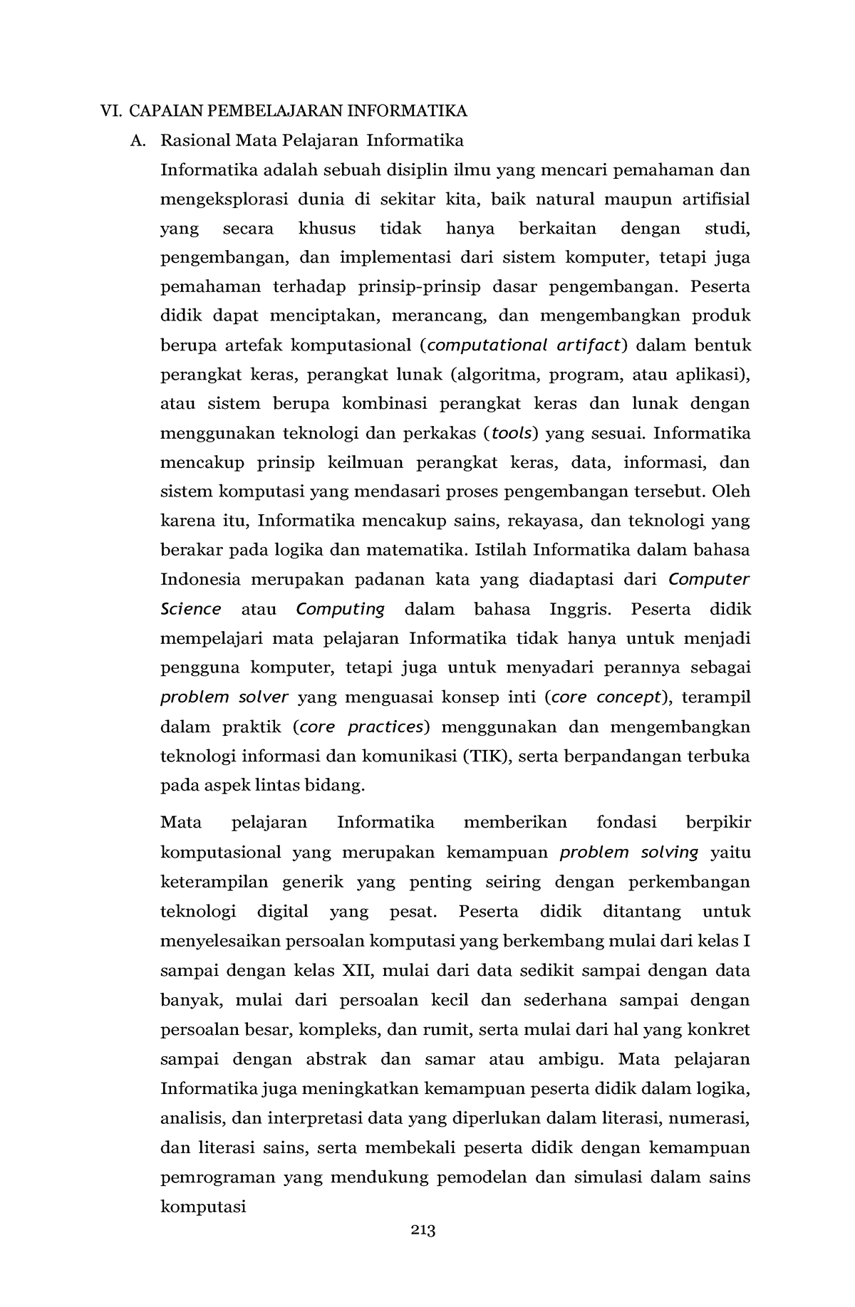 Capaian Pembelajaran Informatika 213 Vi Capaian Pembelajaran