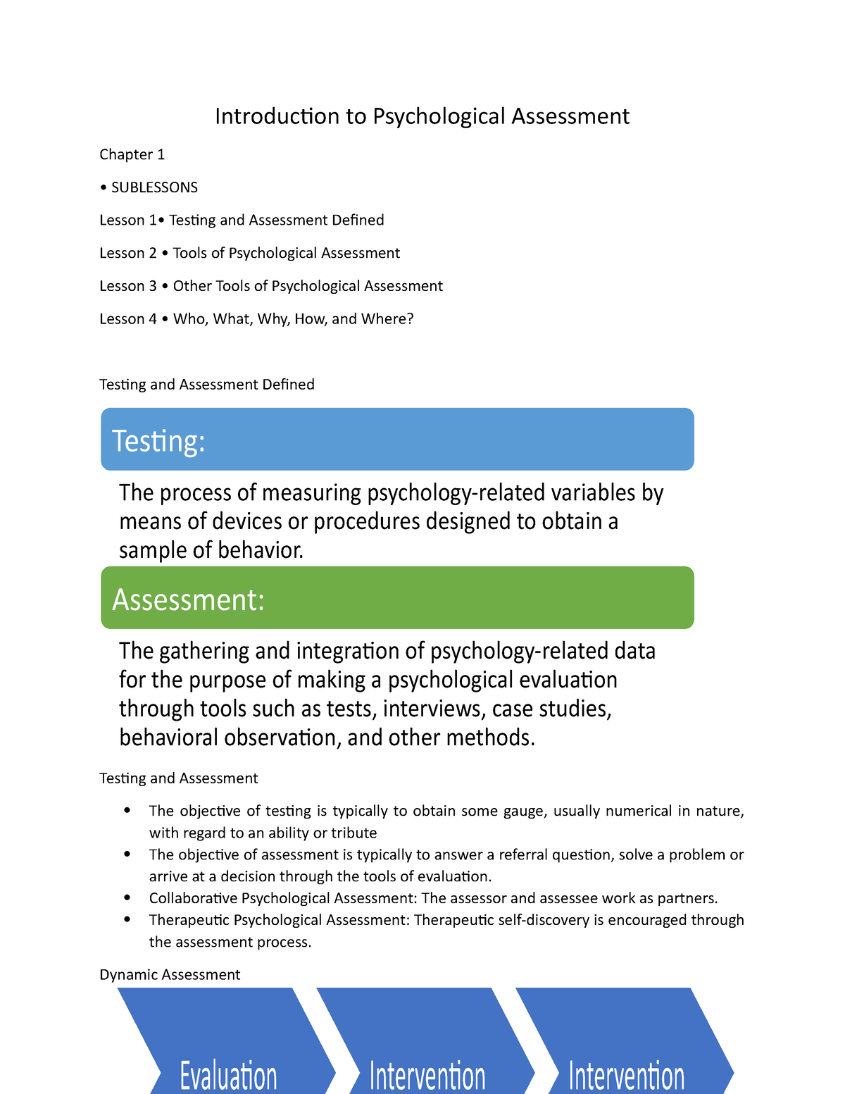 Psychological Assessment - Introduction To Psychological Assessment ...