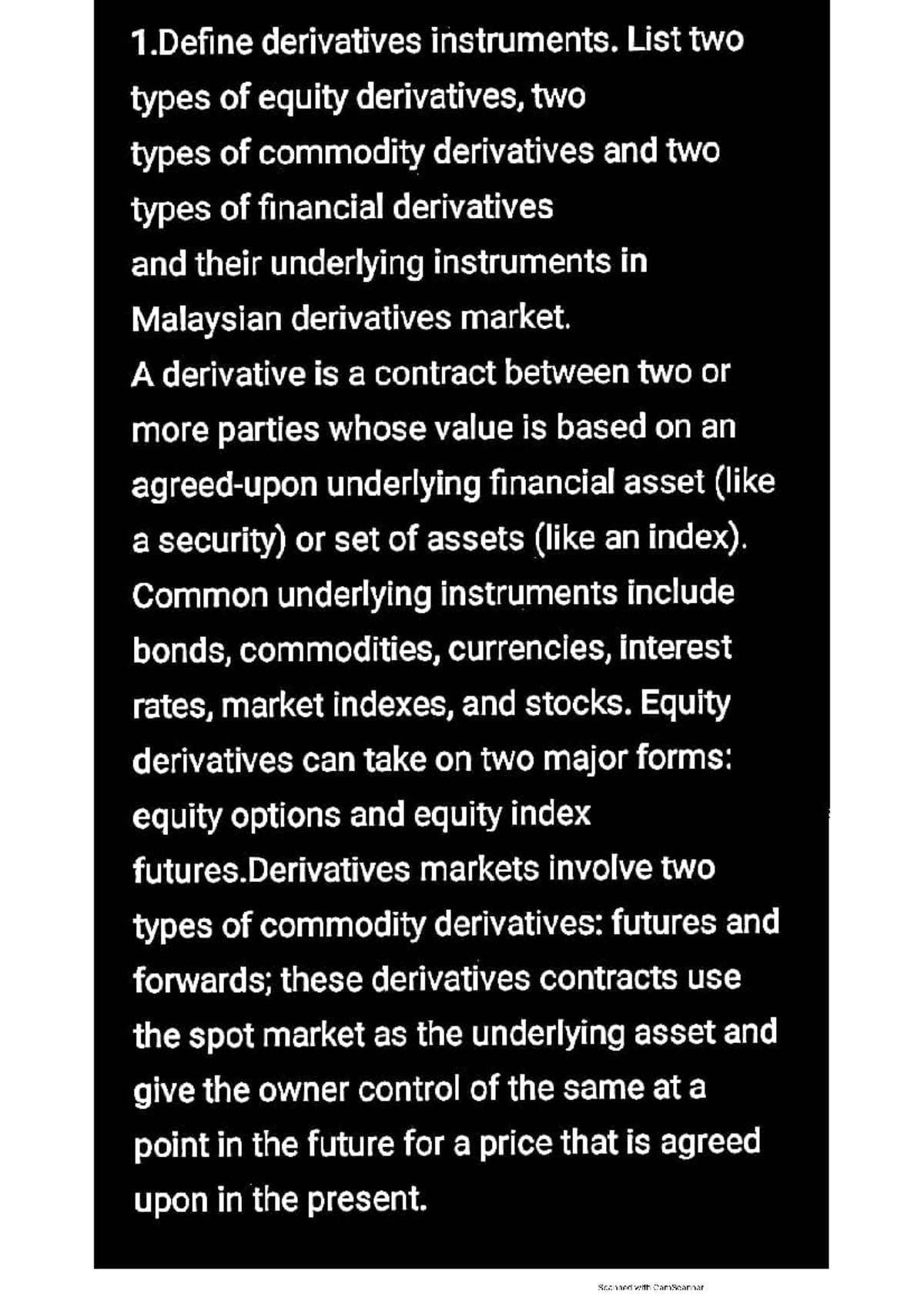 Tutorial Derivatives Market - Financial Banking and Services - Studocu