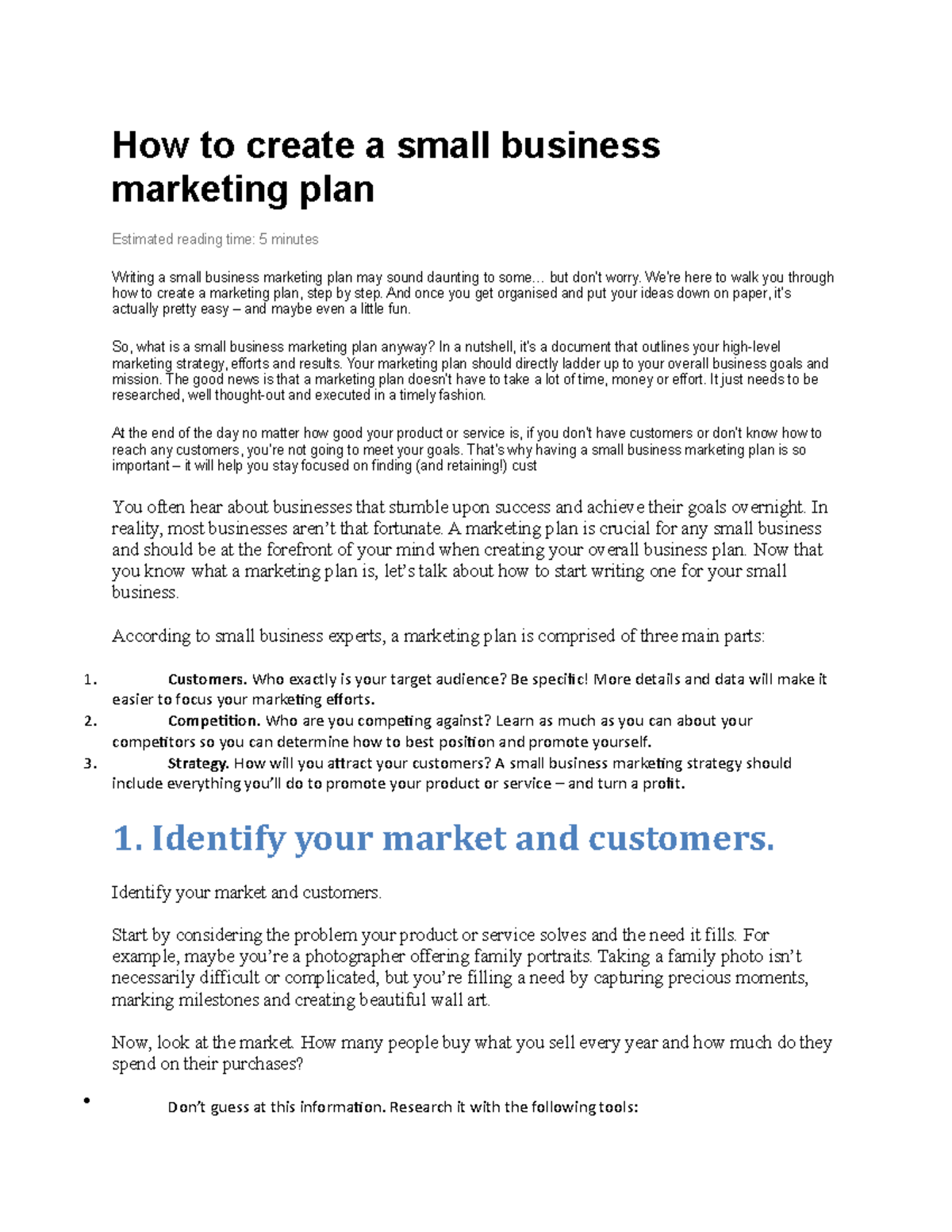 How to create a small business marketing plan - How to create a small ...