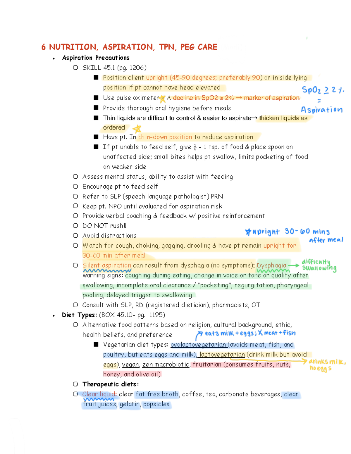 Essentials exam 3 blueprint-1 - 6 NUTRITION, ASPIRATION, TPN, PEG CARE ...