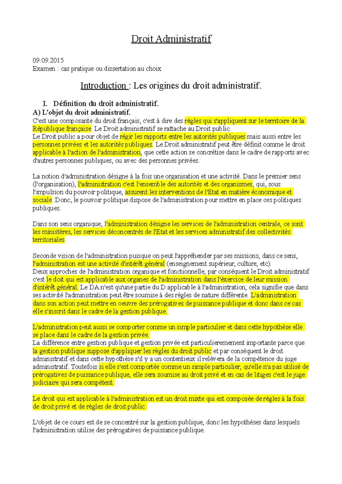 Principe De Légalité Droit Administratif Dissertation Pdf Droit Administratif - 09 Examen : cas pratique ou dissertation au choix  Introduction : Les origines - Studocu