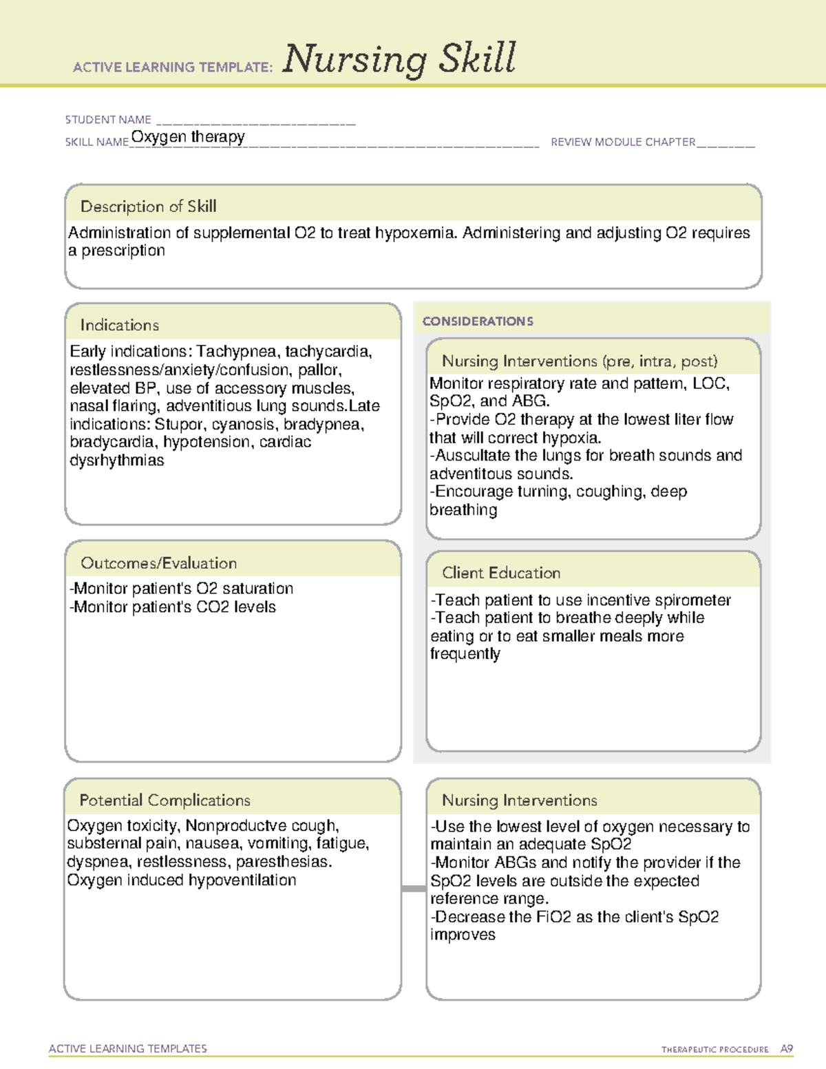 ALToxygentherapy ATI ALT Oxygen Therapy ACTIVE LEARNING TEMPLATES 