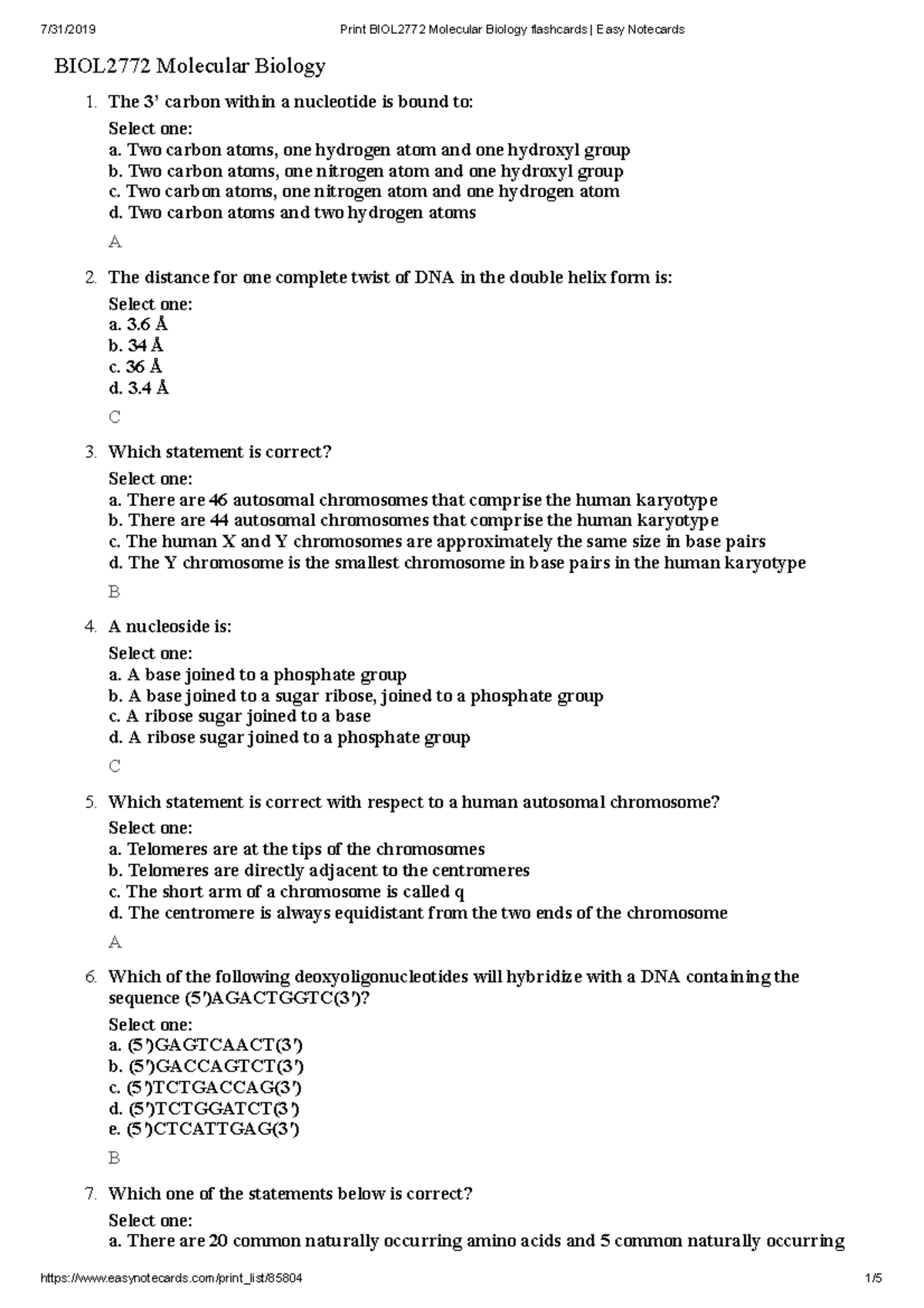 Biol2772 Exam 14 Molecular Biology Studocu