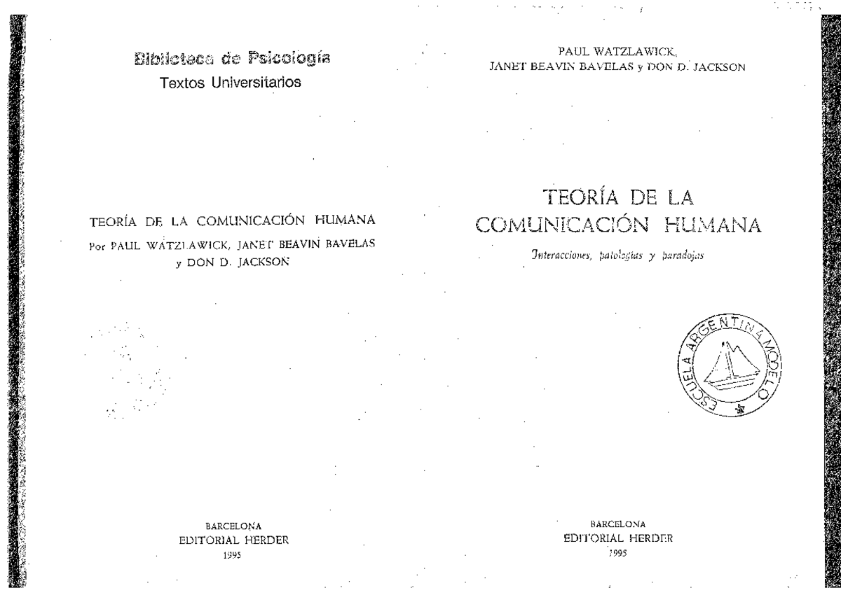 Watzlawick Paul Algunos Axiomas Exploratorios De La Comunicacion Watzlawick Paul Algunos Axiomas Exploratorios De La Comunicacion