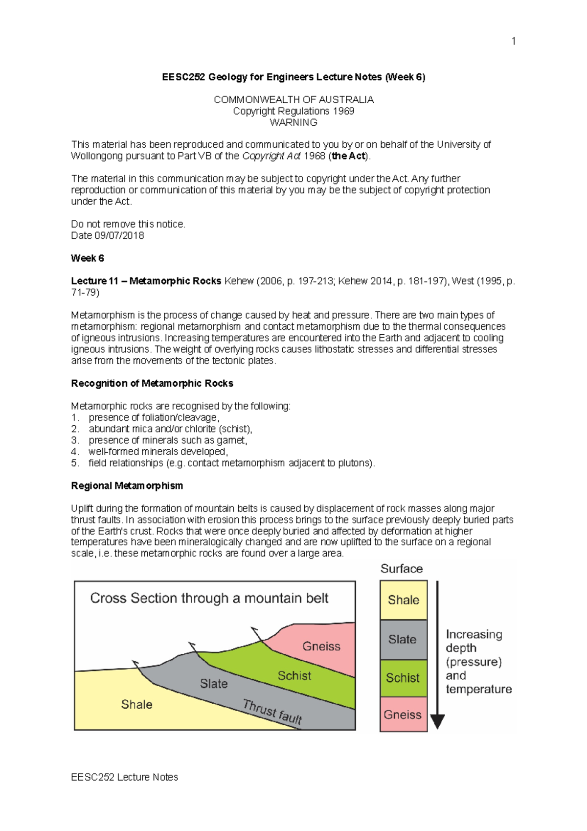 Metamorphic rocks - EESC252 Geology for Engineers Lecture Notes (Week 6 ...