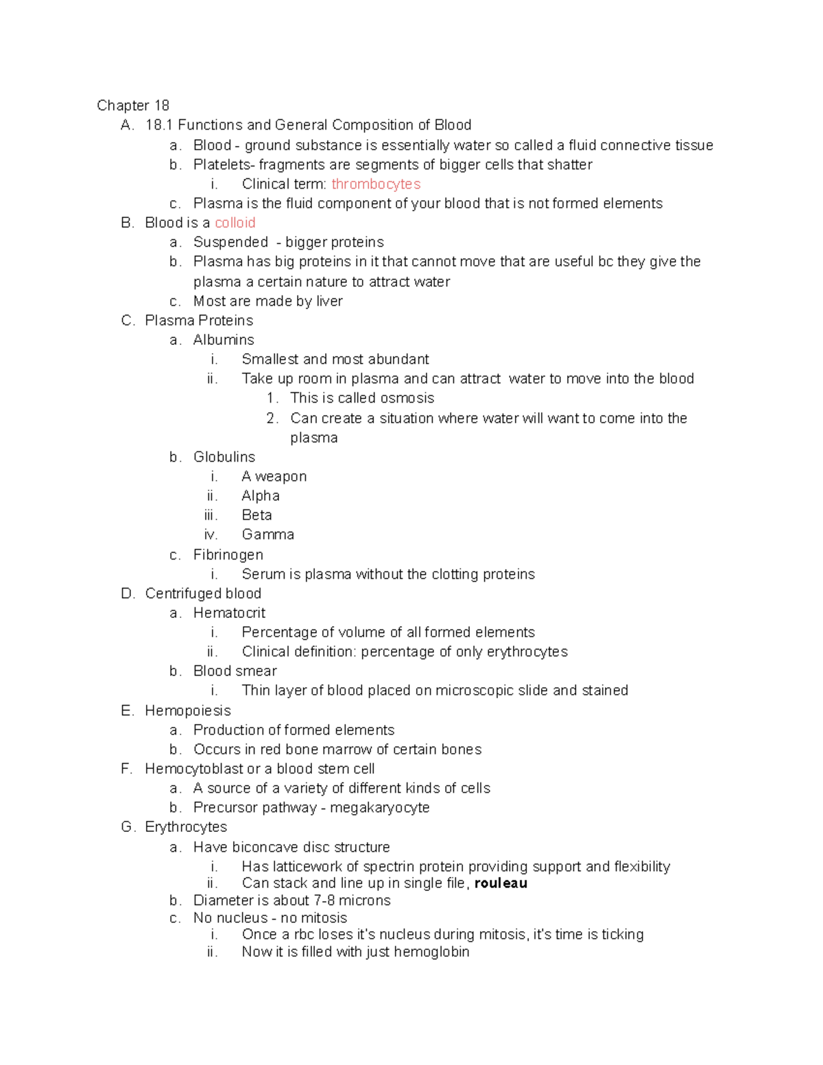 Chapter 18 - Anat 103 Fall 21/22 - Chapter 18 A. 18 Functions and ...