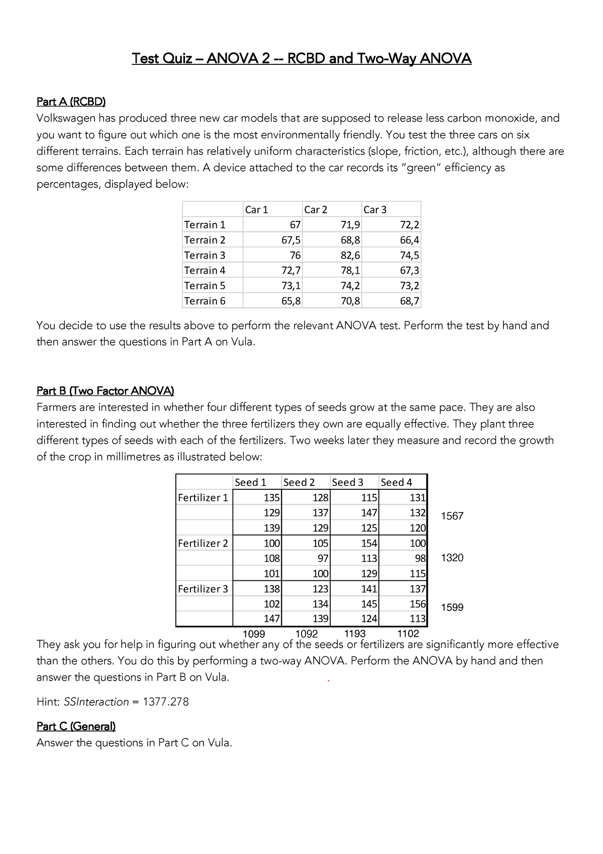 Test Quiz - Anova 2 Copy - Weekly Quiz Week 2 - Test Quiz – ANOVA 2 ...