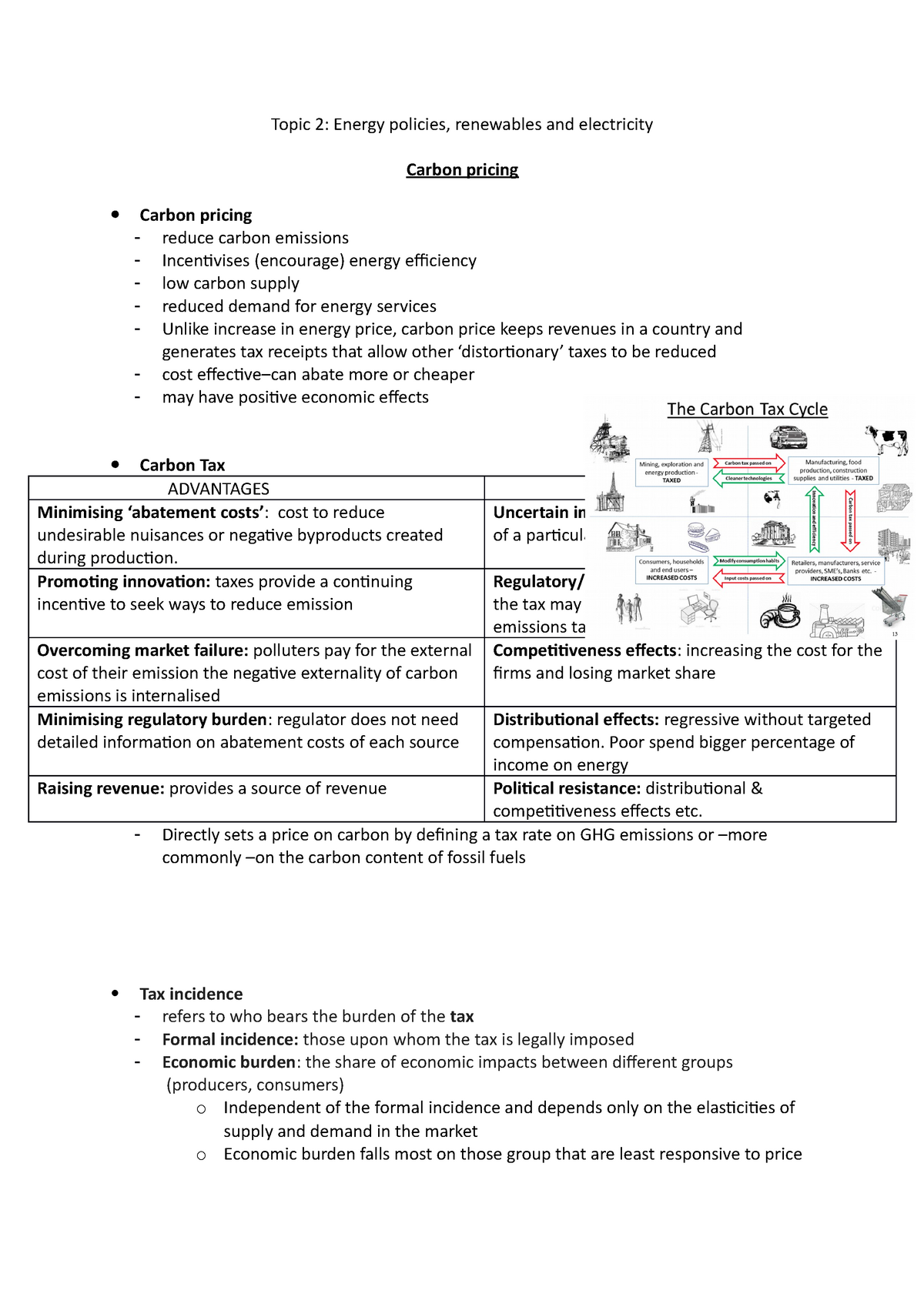 Topic 2 energy - notes - Topic 2: Energy policies, renewables and ...